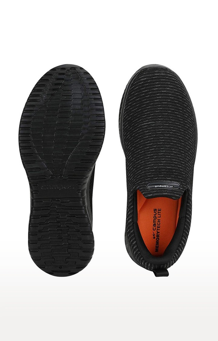 Campus Shoes | Men's Aim Black Mesh Casual Slip-ons 3