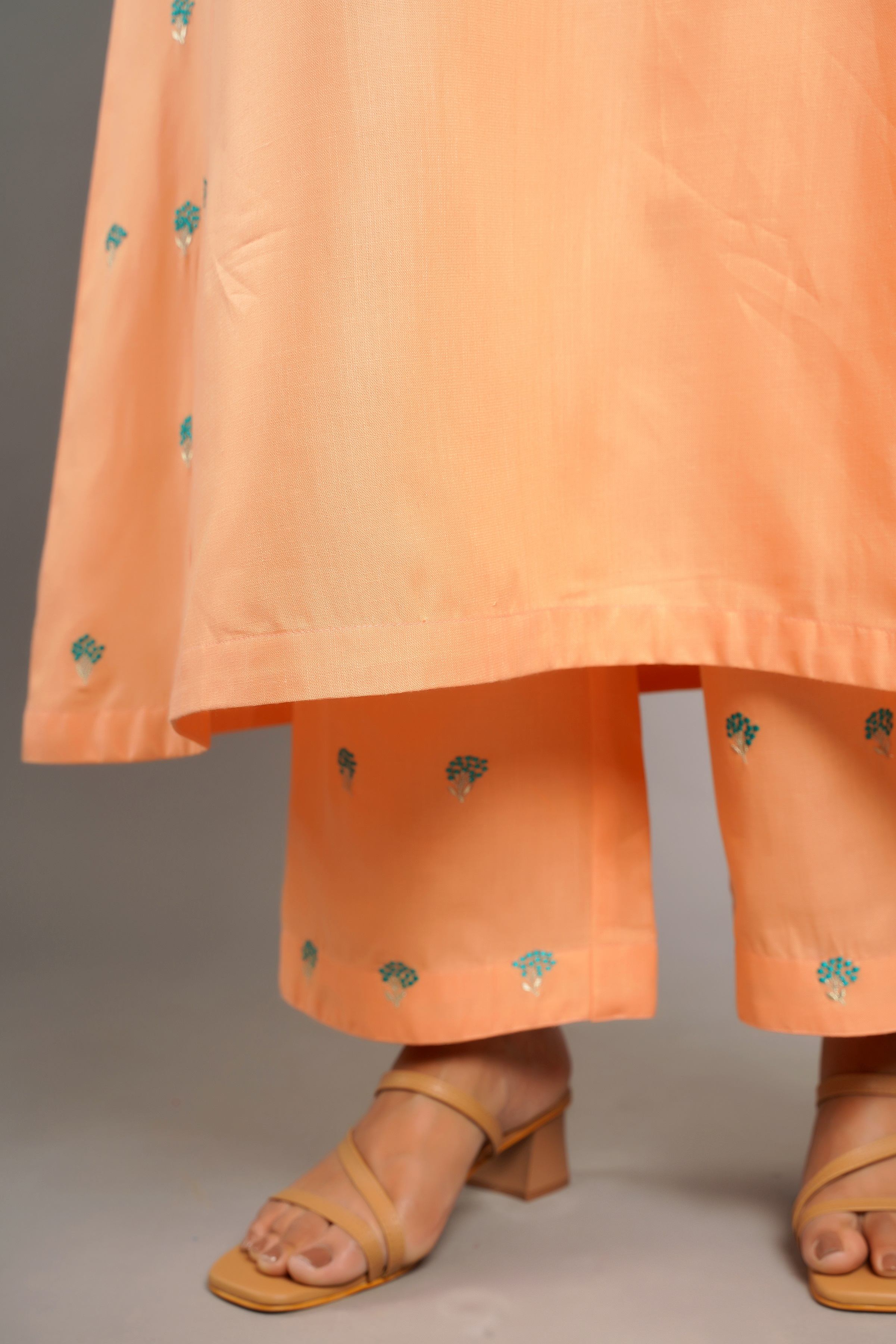 EMBROIDERED A-LINE KURTA SET