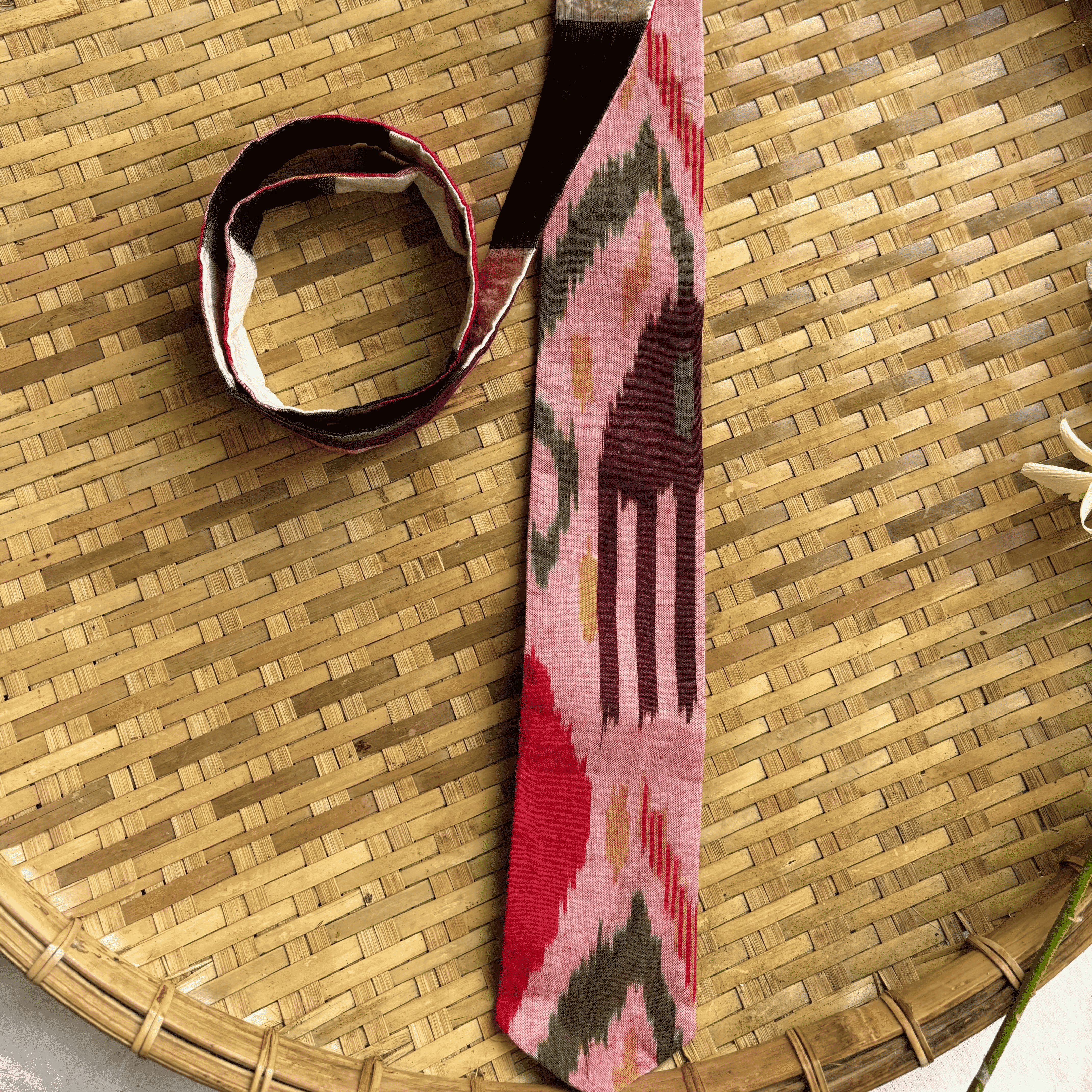 Cotton Reversable Uzbek Red Ikat Tie