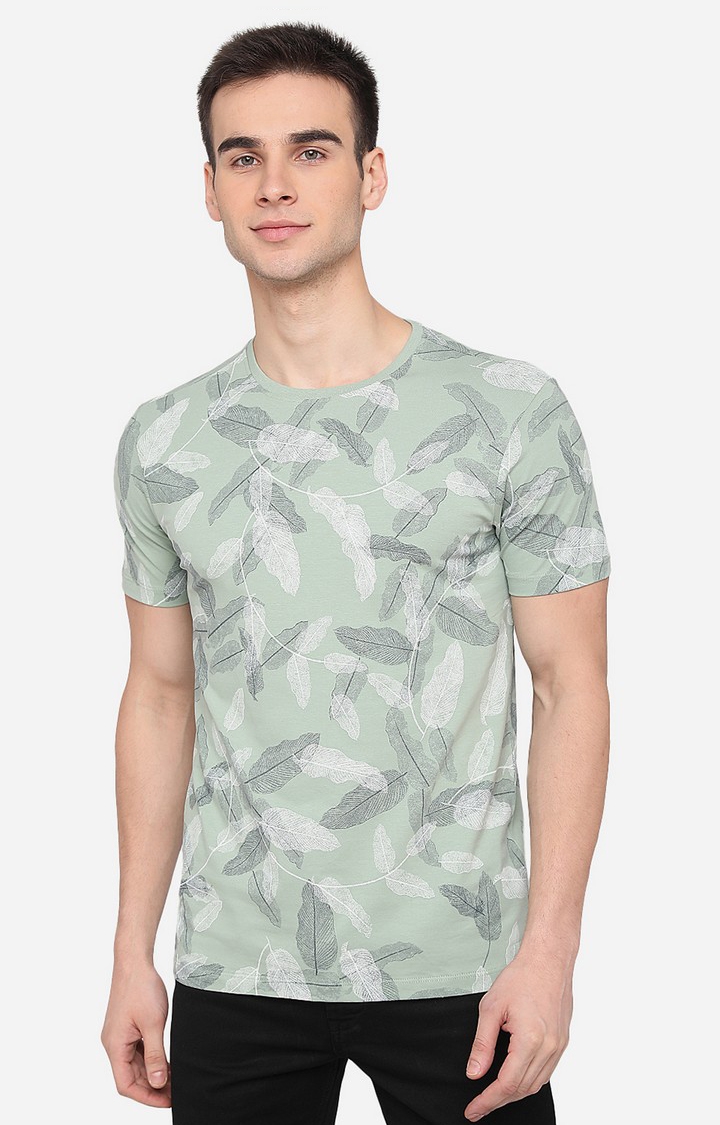 JadeBlue Sport | Men's Green Cotton Printed T-Shirts 0