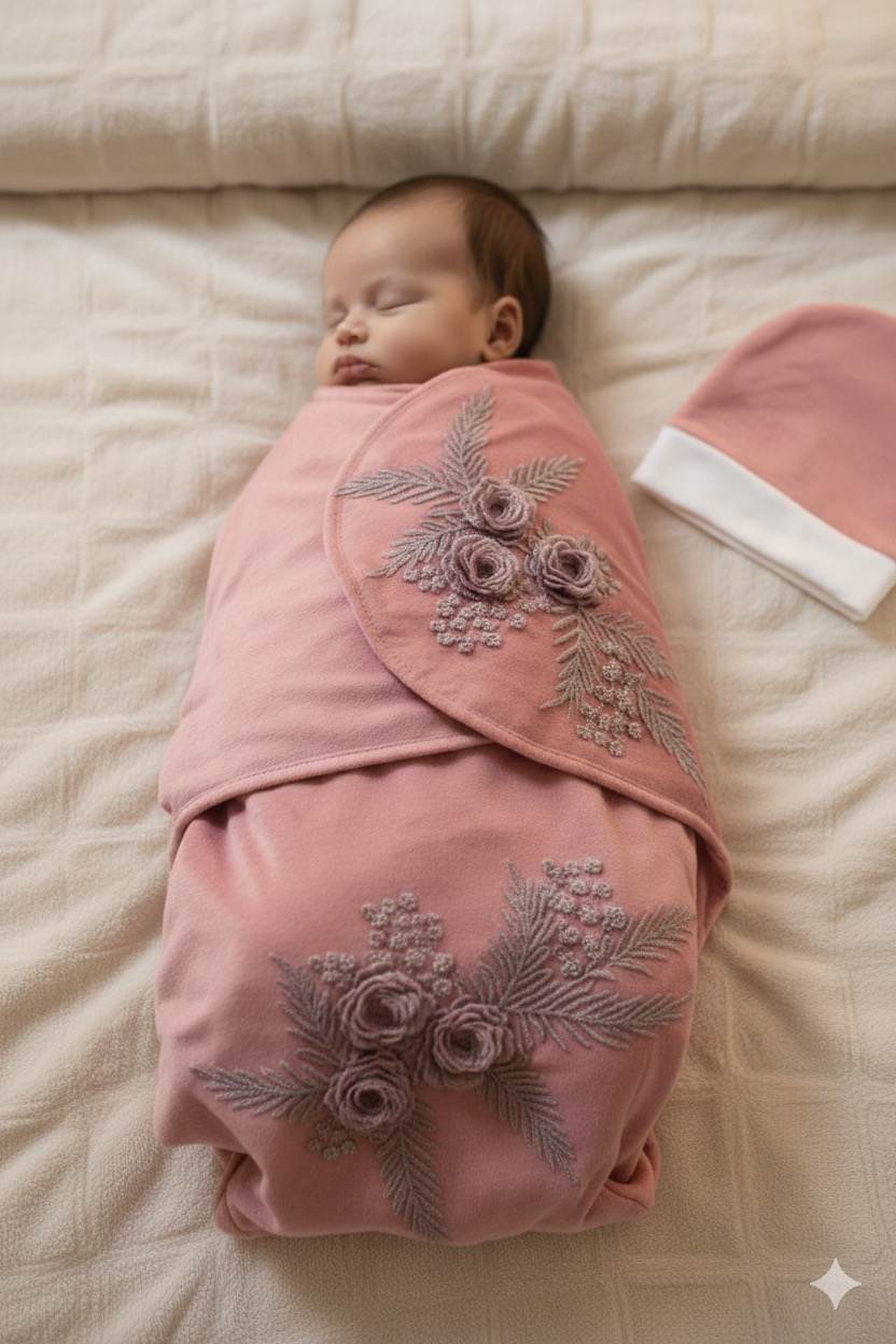 Blush Bloom Velour Swaddle Set