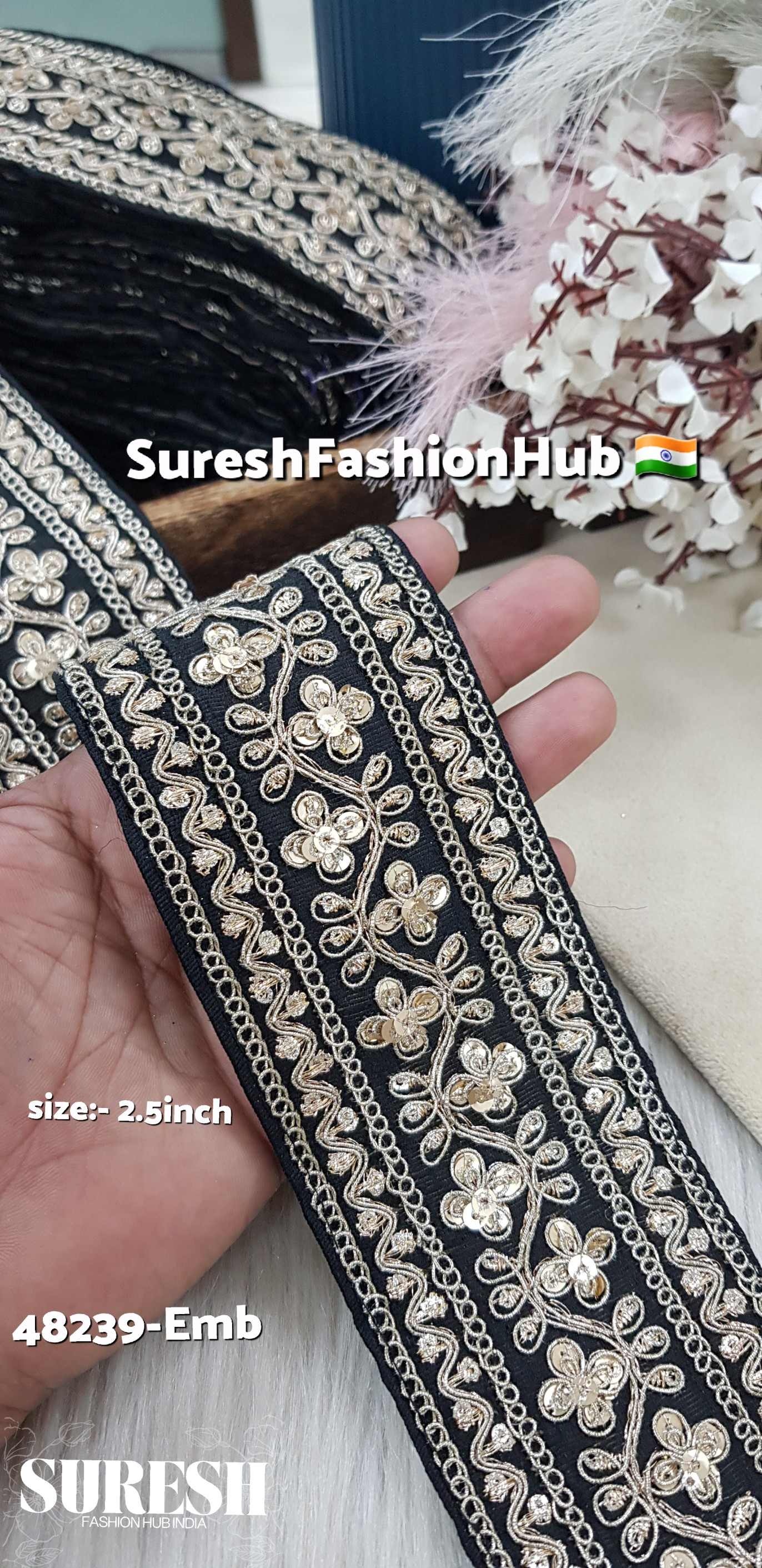 Black Floral Zari Embroidery Lace