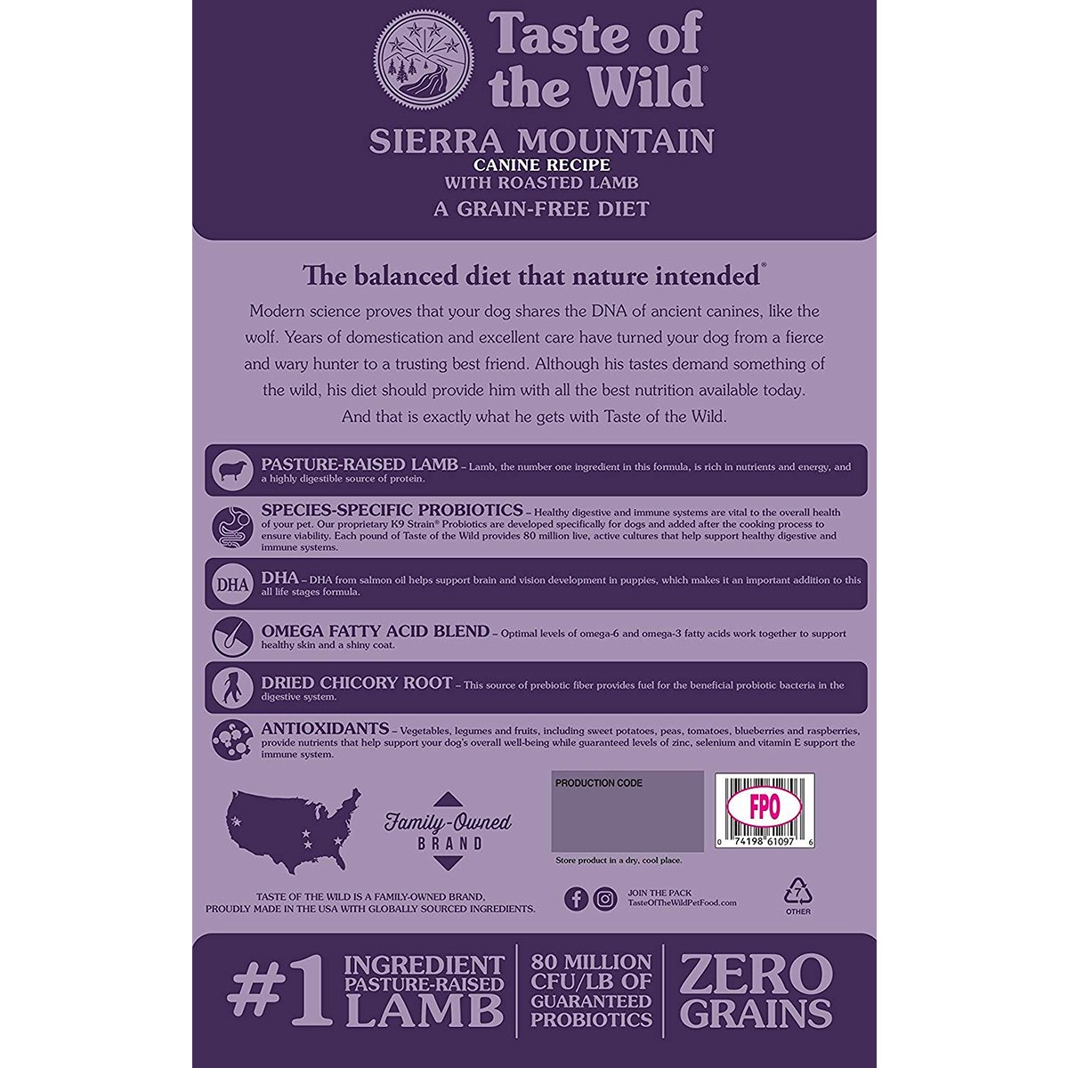 Taste of Wild Sierra Mountain Canine (Roasted Lamb) Dry Dog Food - 12.2 Kg
