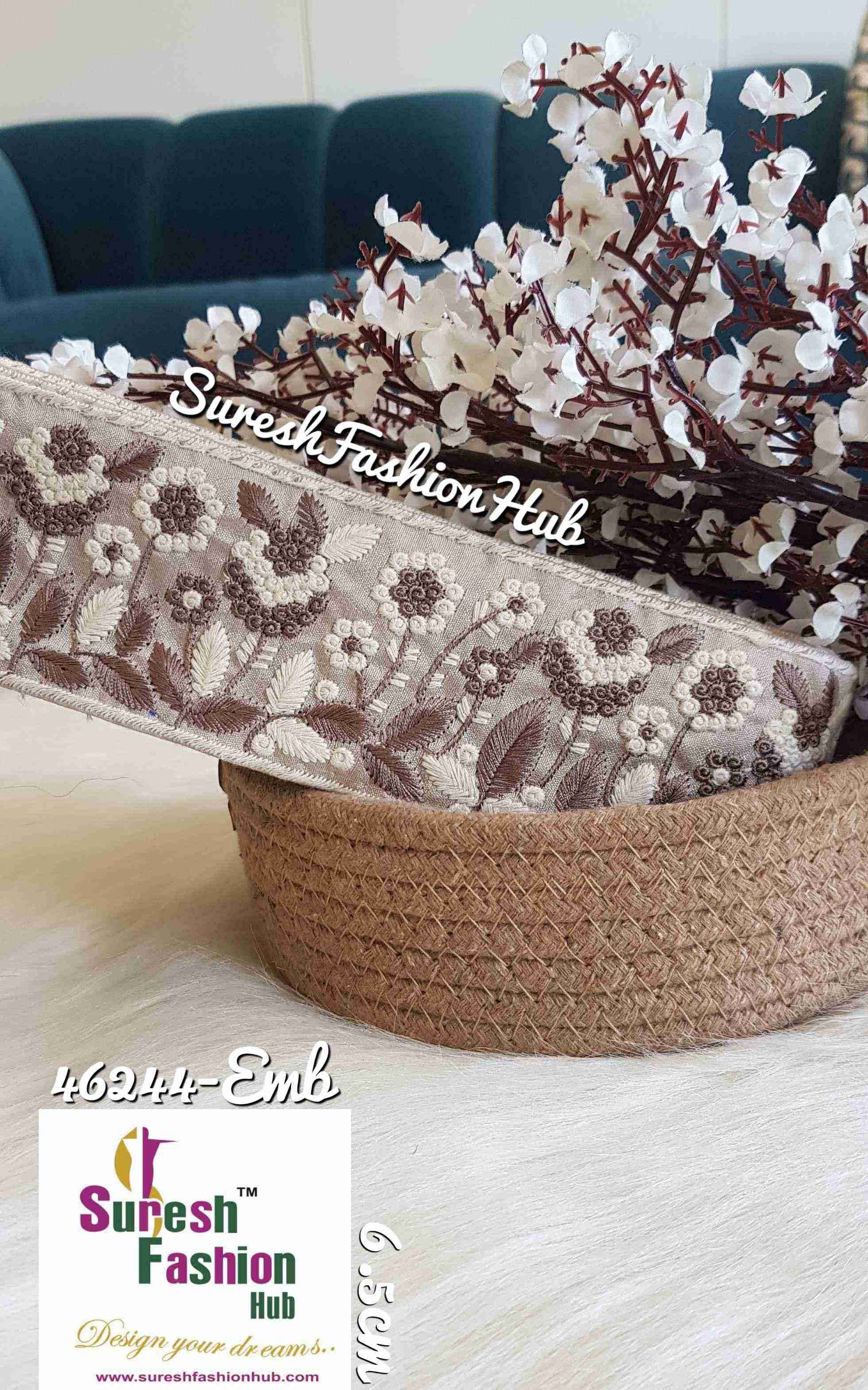 The Flower Garden Grey Embroidered Trim