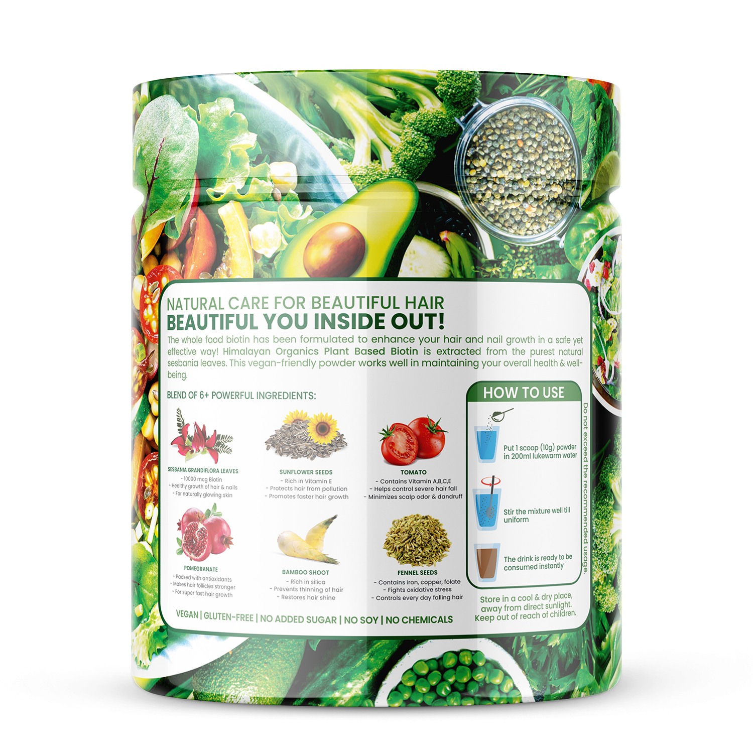 Himalayan Organics Plant Based Biotin Powder 10,000mcg (from Sesbian Grandiflora) - 150gm