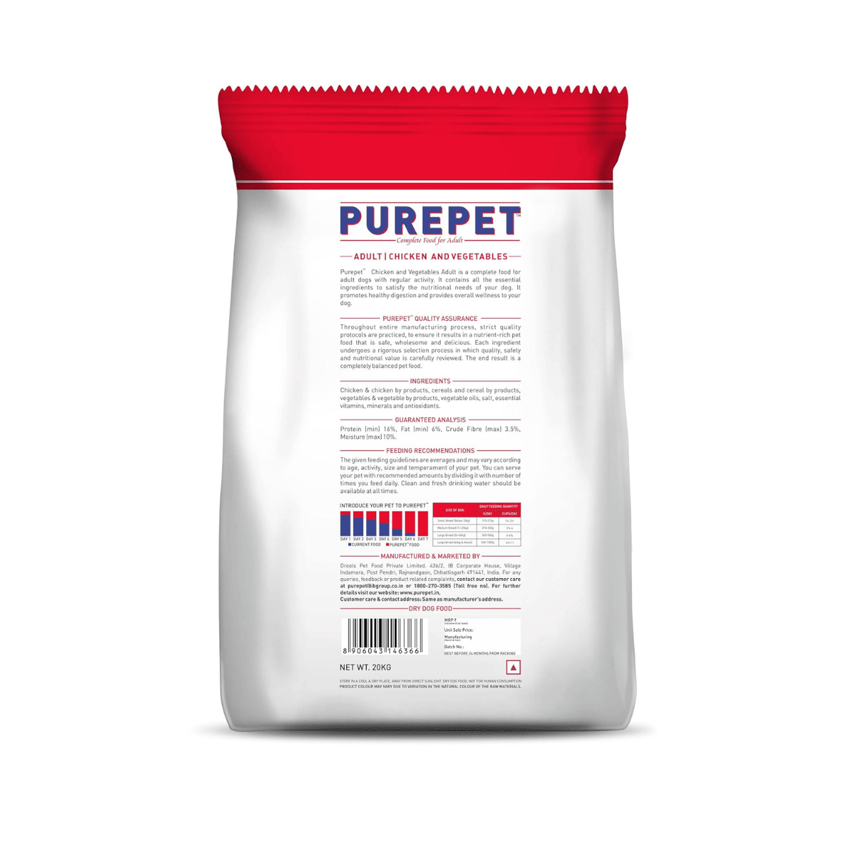 Purepet Chicken & Veg Adult Dry Dog Food - 20 Kg