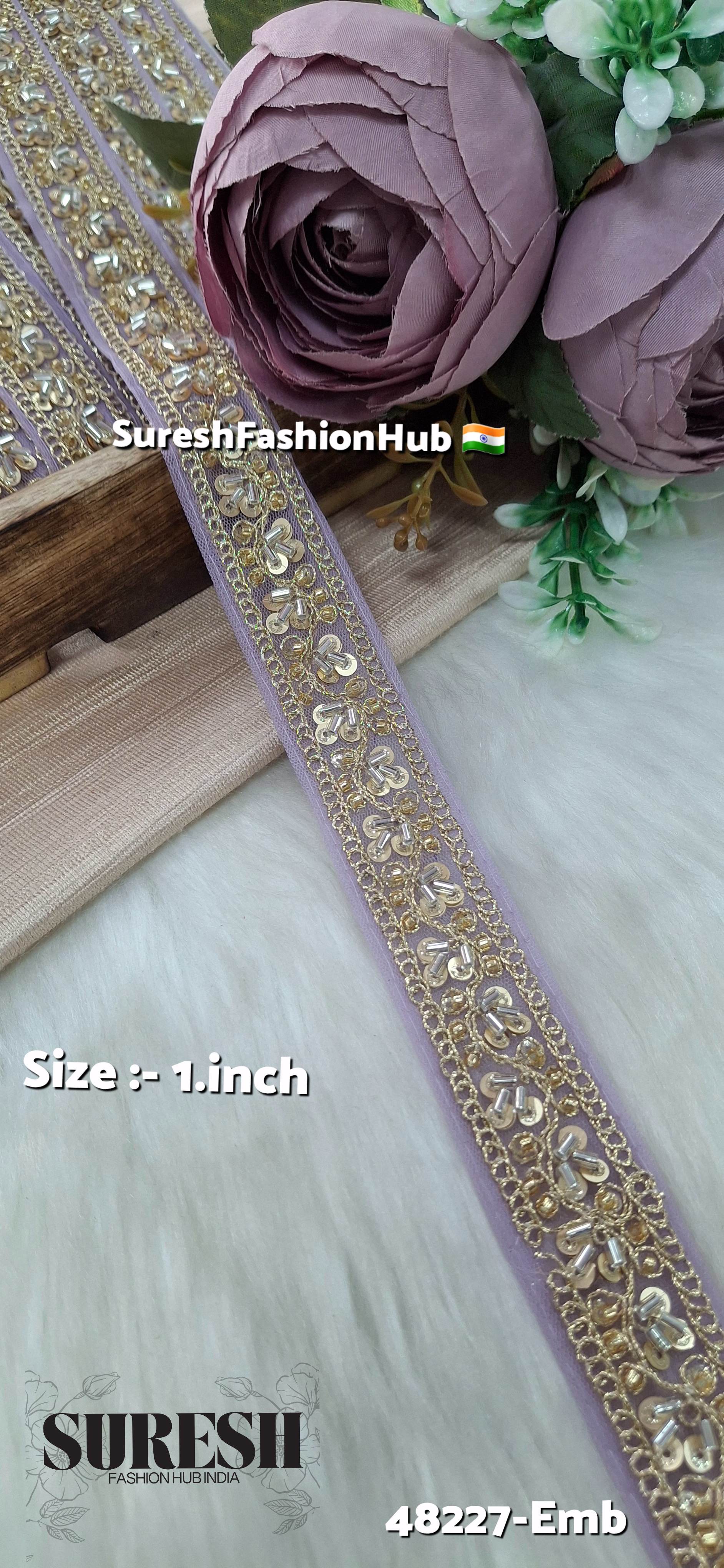 Lilac Pearl Embroidery Net Lace