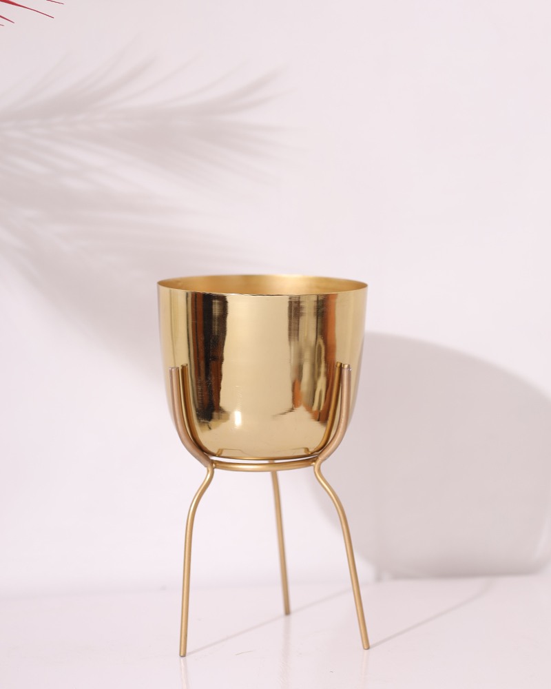 Order Happiness Gold Metal Flower Vase For Living Room, Table Top, Bedroom & Office