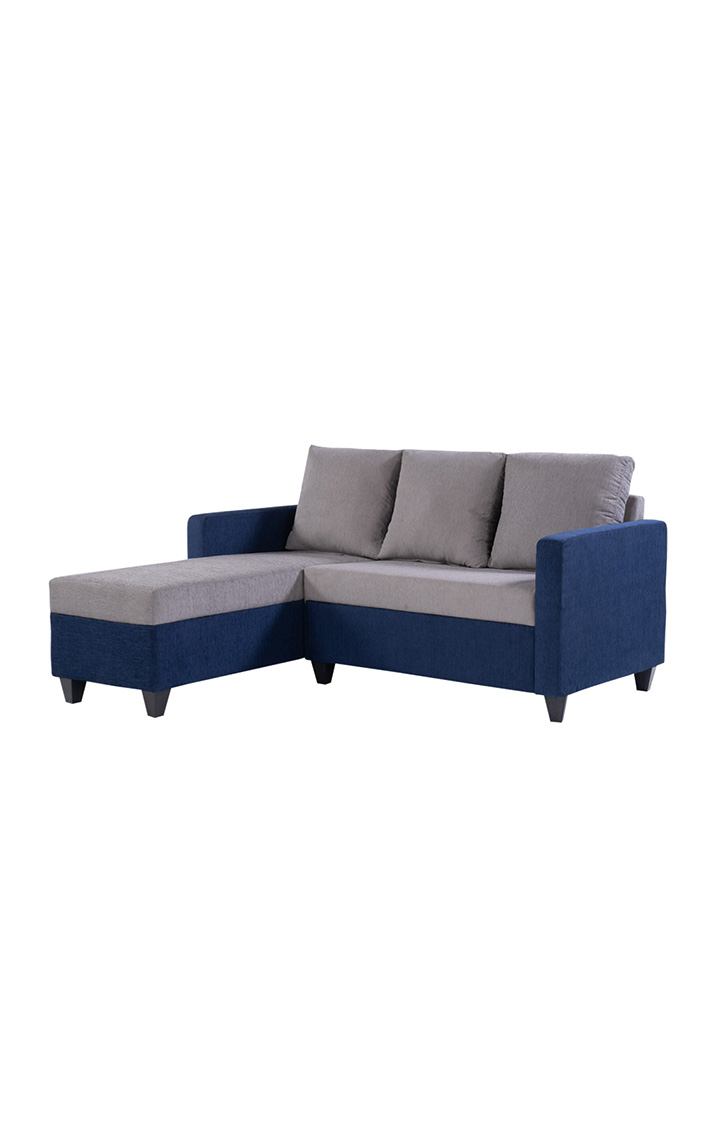 neudot Saya RHS Sectional Sofa for Living Room |4 Person Sofa| Premium Fabric with Cushioned Armrest | 12 Months Warranty| Solid Wood Frame| 4 Seater in Saya Duo Blue Color DIY(Do-It-Yourself)