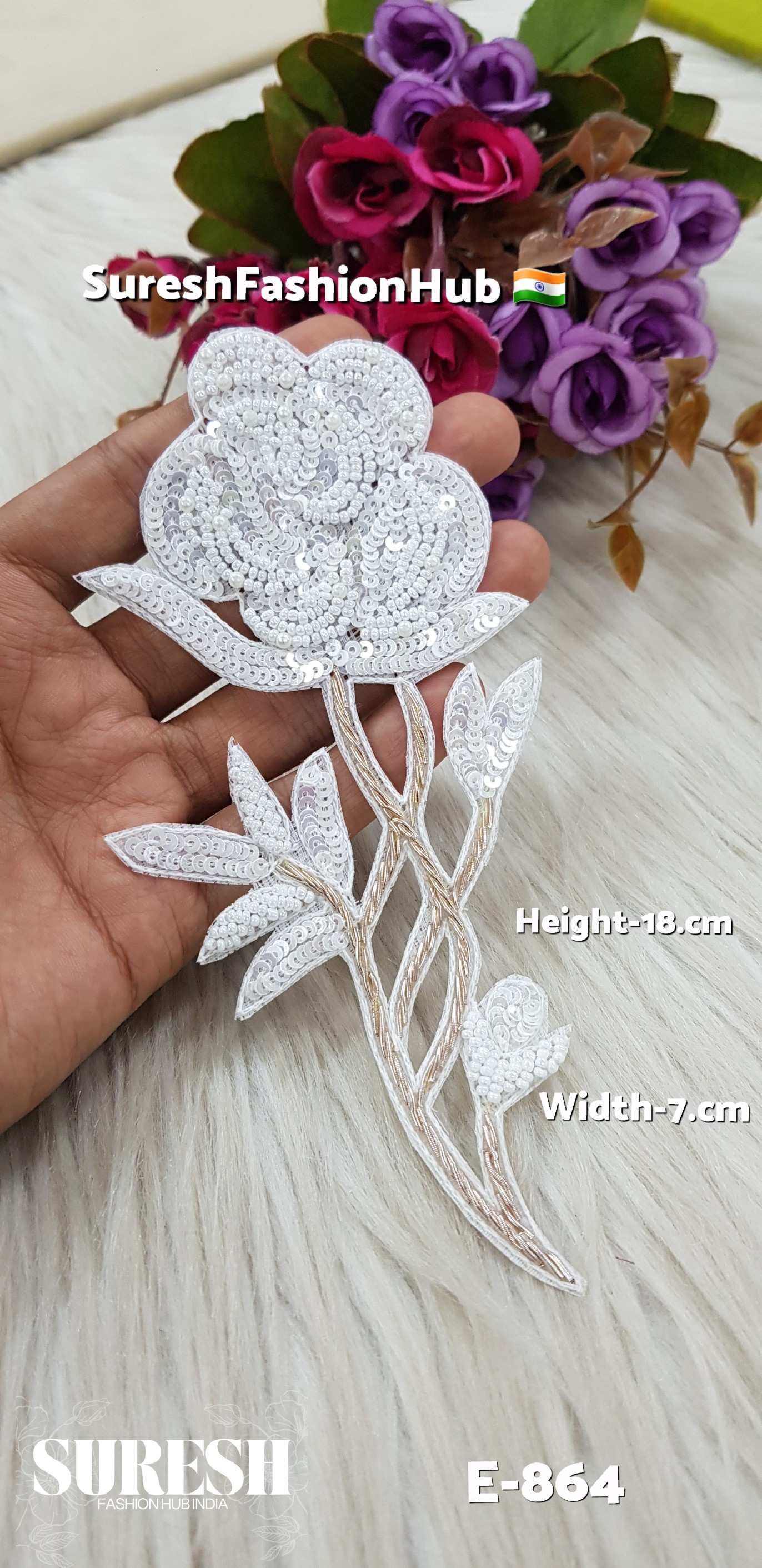 Pure White Handcrafted Rose Patch