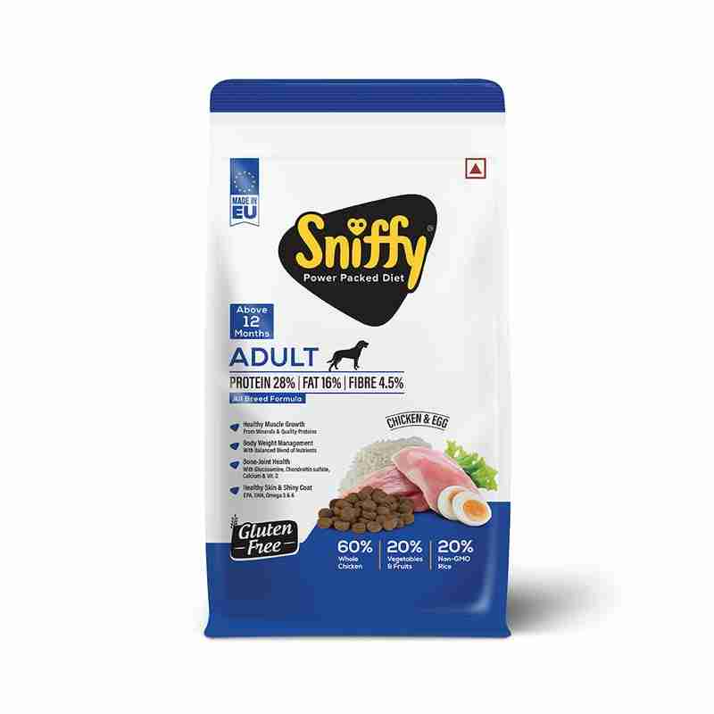 Sniffy Adult Chicken and Egg Dry Food for Dogs 3kg