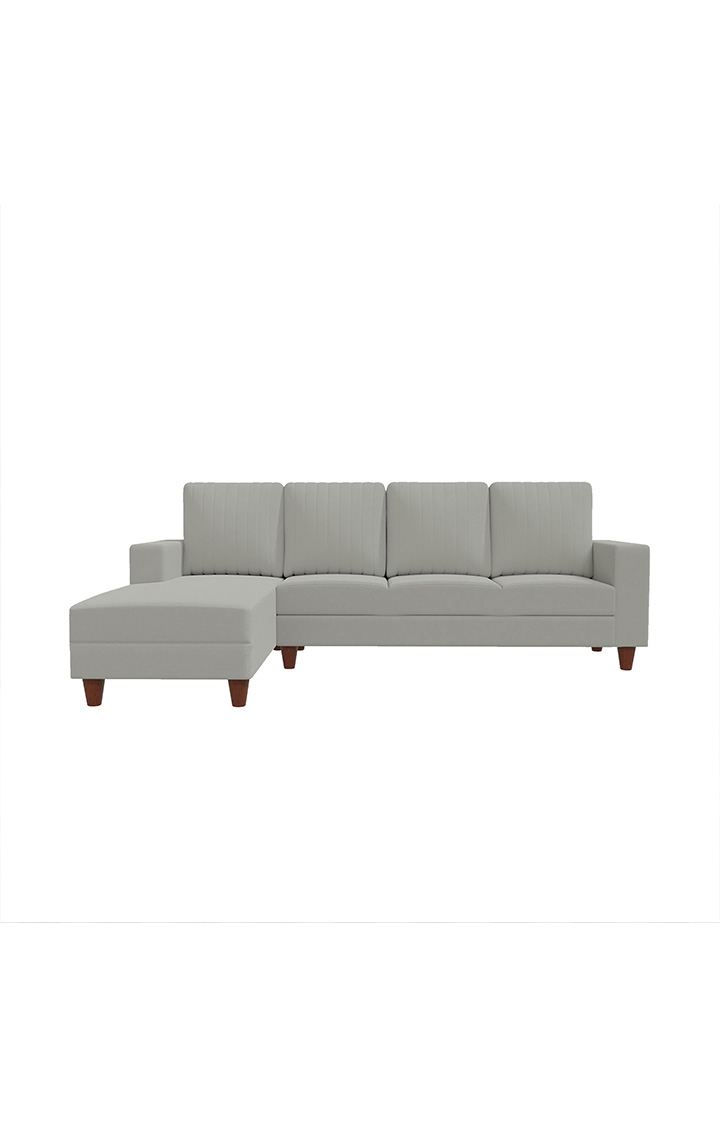 neudot Roman RHS Sectional Sofa for Living Room |6 Person Sofa|Premium Fabric with Cushioned Armrest | Solid Wood Frame|6 Seater in Light Grey Color