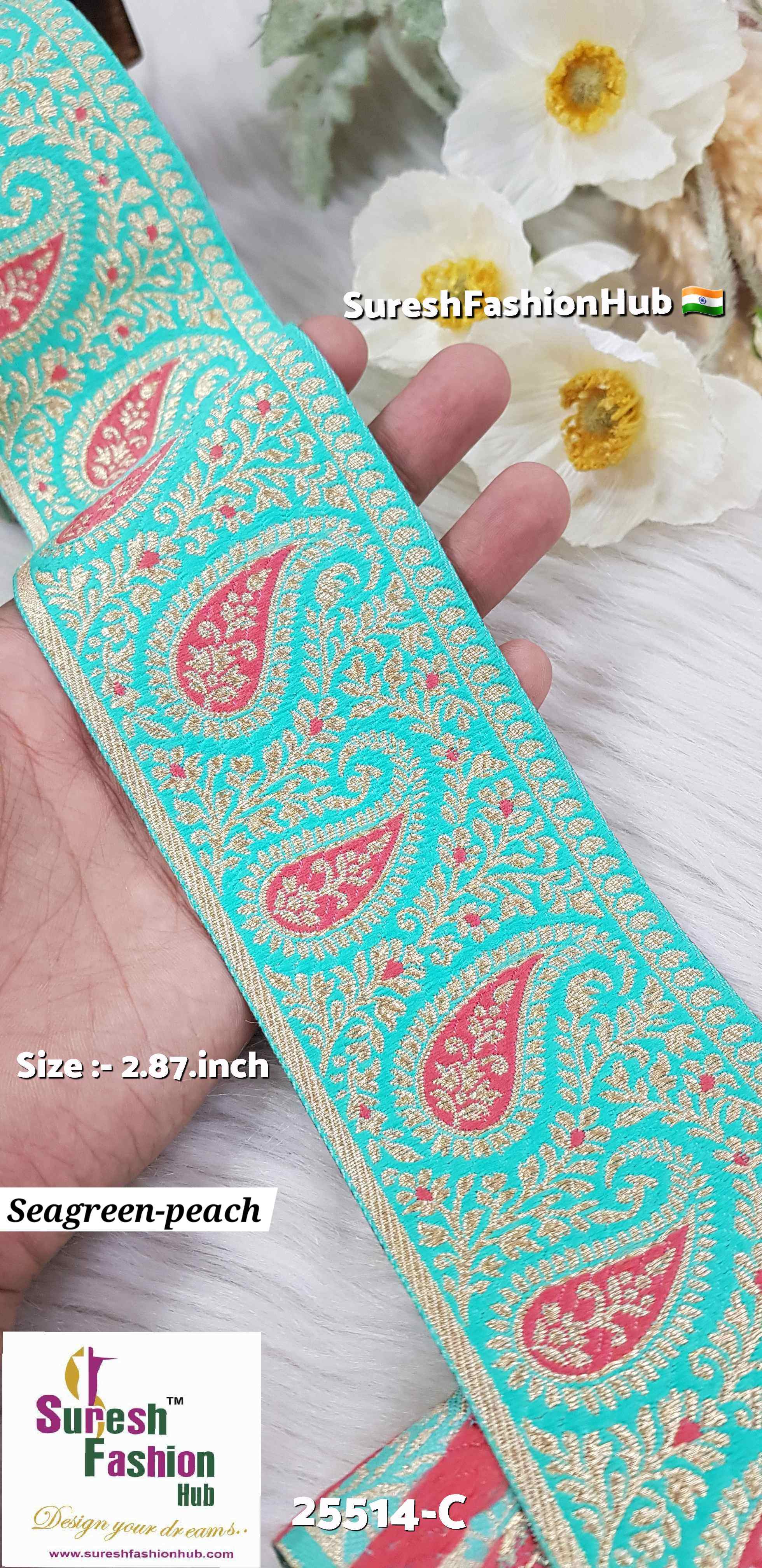 Certainly! Here are some ALT text suggestions that incorporate a variety of keywords to help improve your visibility on Google: 1. "Navratri Banarasi Laces - Traditional Indian Festive Laces" 2. "Golden Silver Banarasi Lace - Elegant Metallic Trims for Garments" 3. "Cutwork Banarasi Laces - Intricate Openwork Designs"