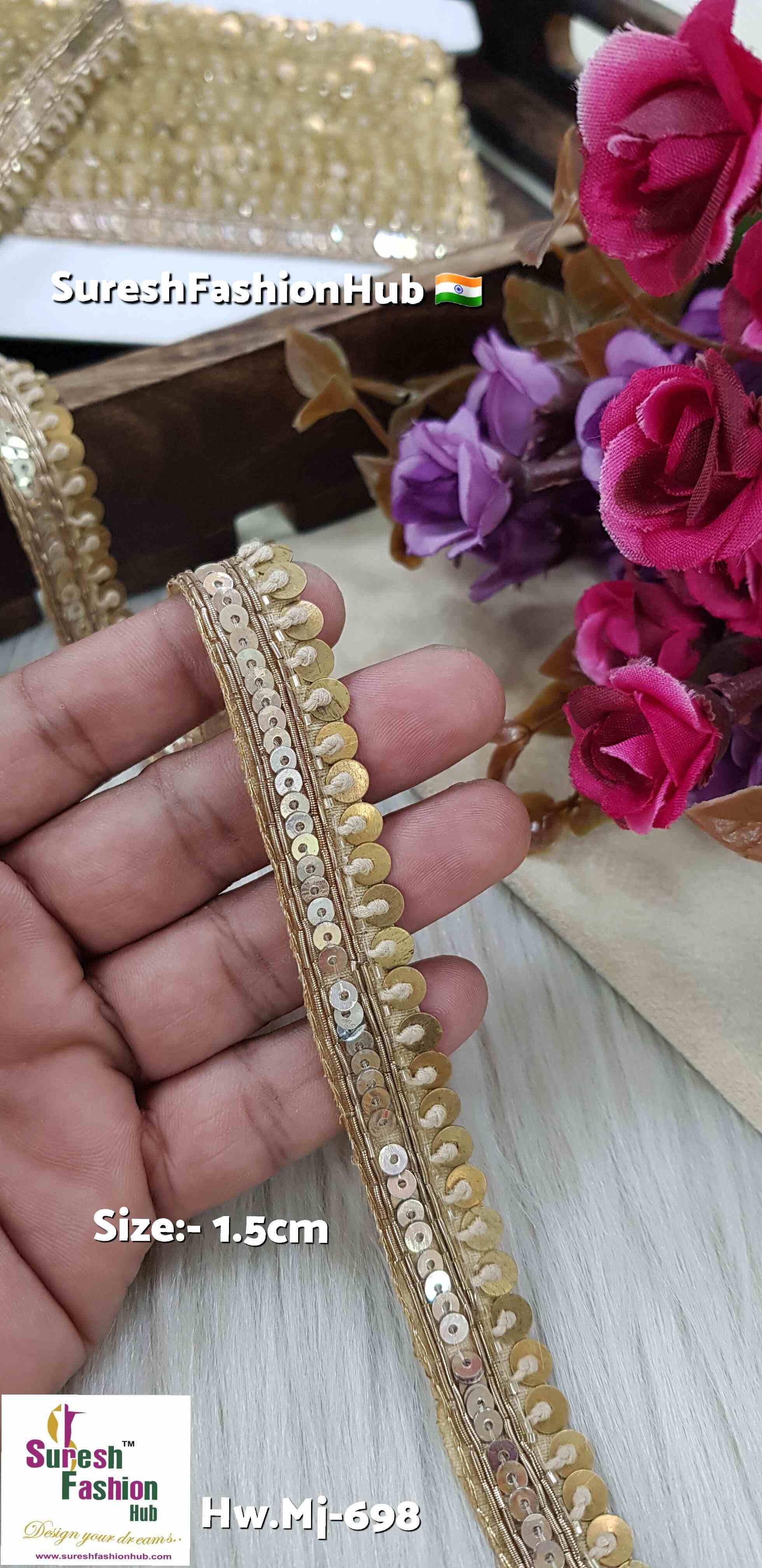 Gold Matt & Pearl Silver Hanging Sequence Lace