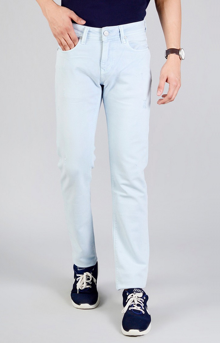 JadeBlue | JBD-SN-165 AIR BLUE Men's Blue Cotton Solid Jeans 0