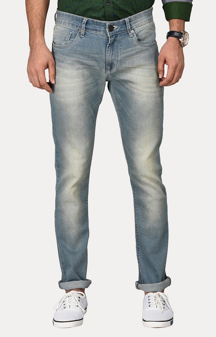 JadeBlue | Men's Blue Denim Solid Jeans 0