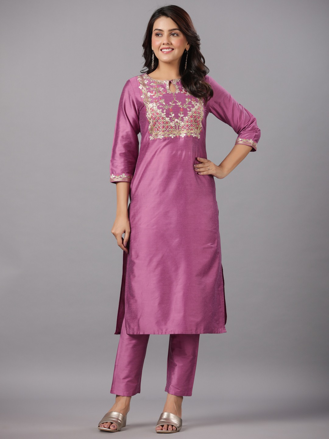 PST Embroidery Kurta With Solid Pant