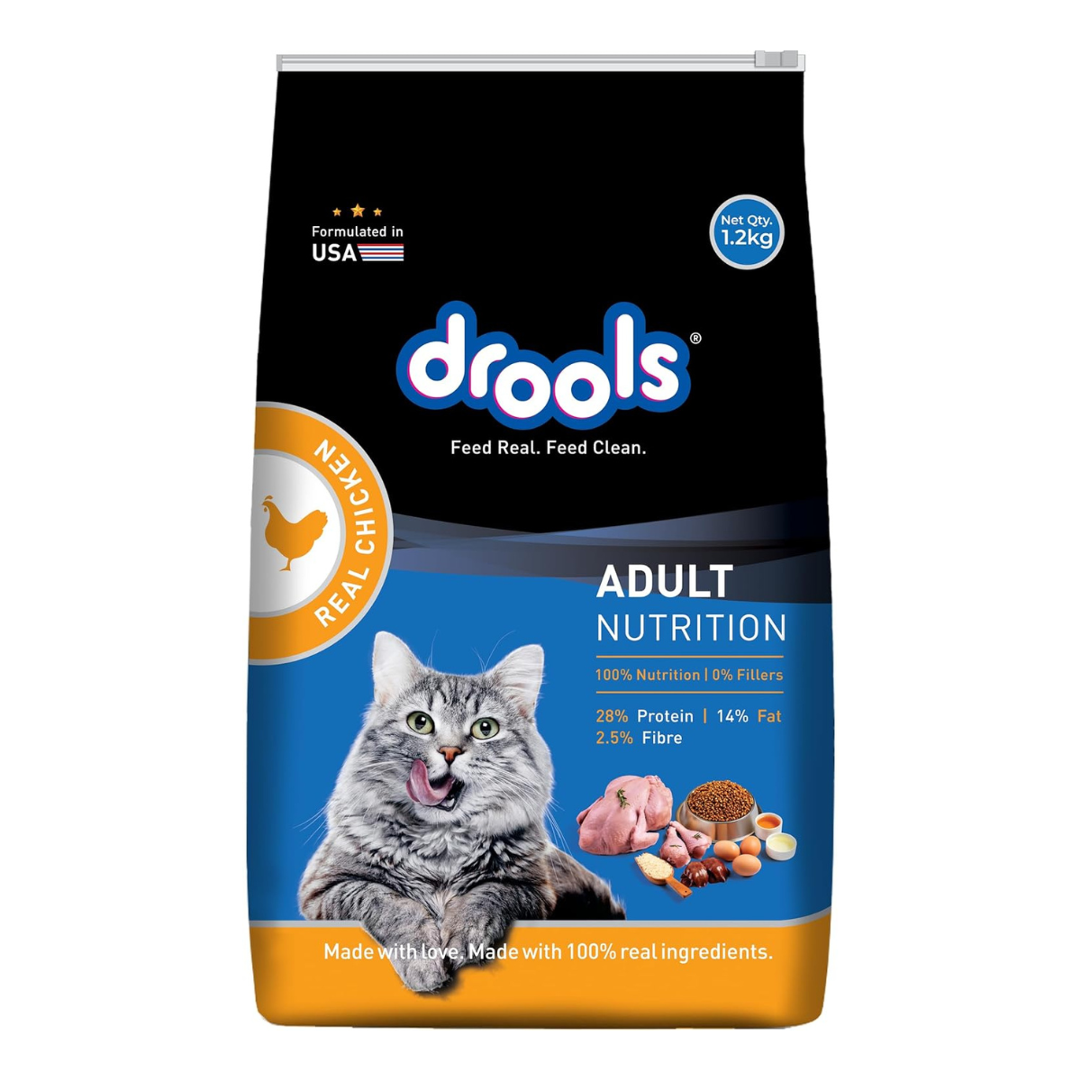 Drools Adult Dry Cat Food Real Chicken Flavour, 1.2 kg