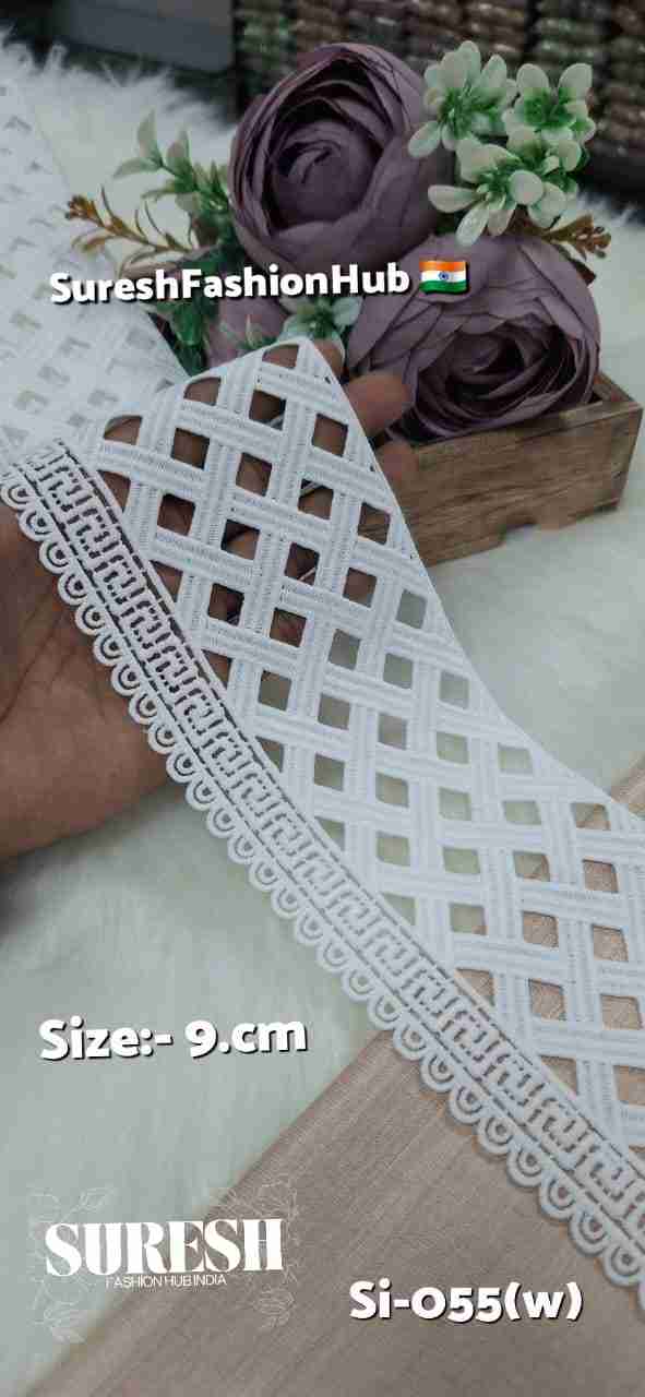 White Floral One Side Imported GPO Lace – Design SI-055 (9cm)