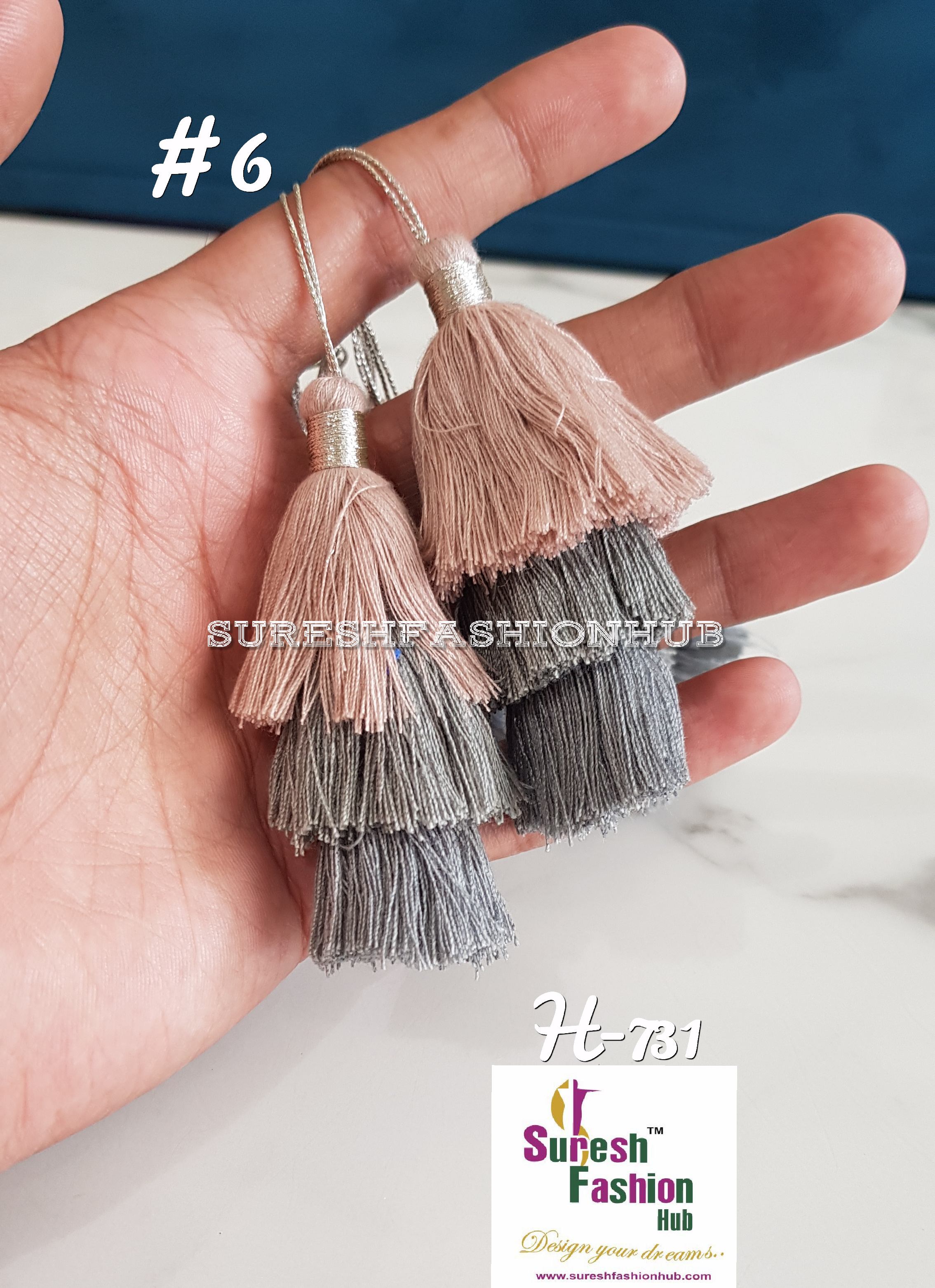 Quirky Dark Grey& Peach Thread Tassel