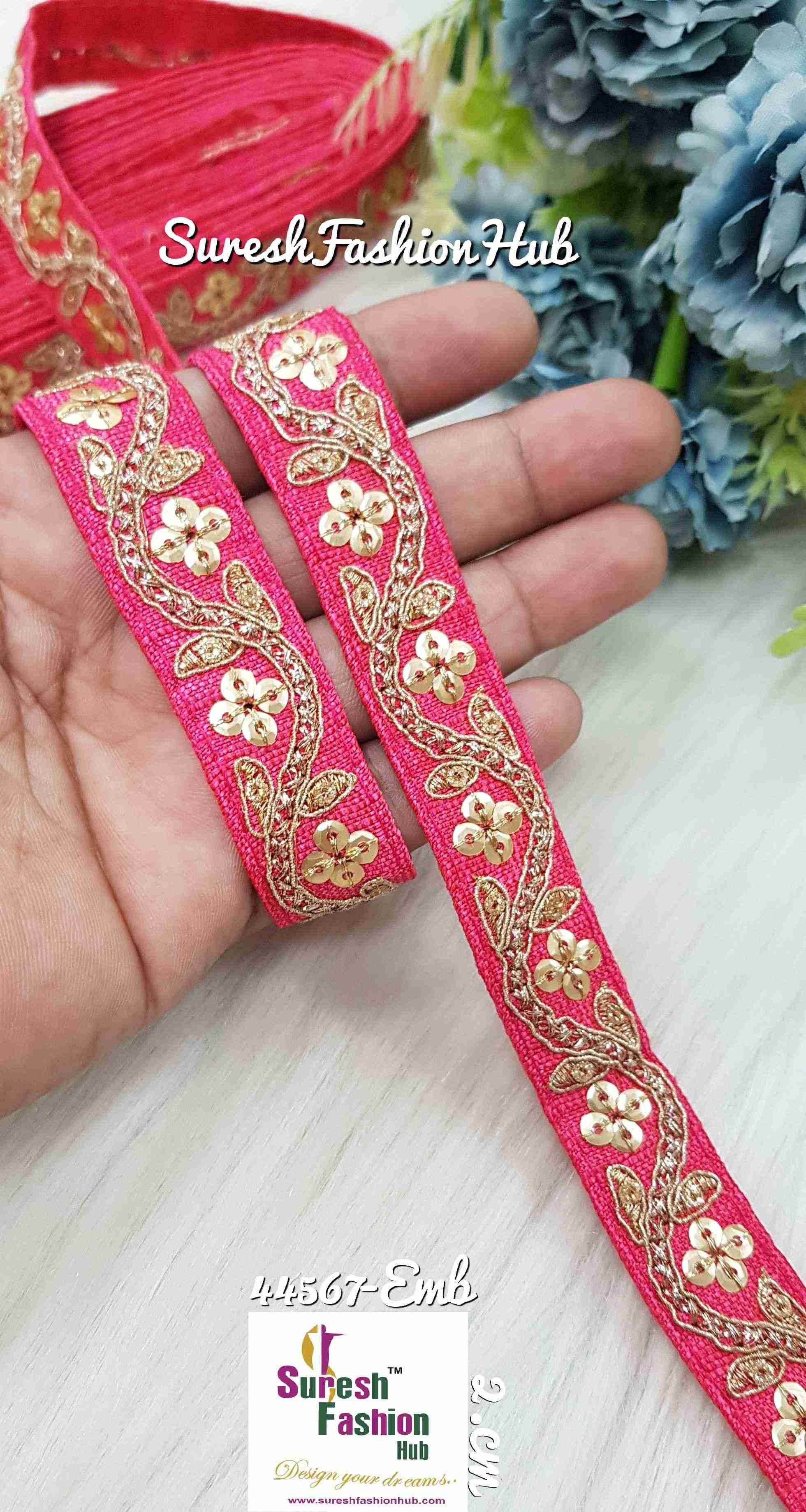 Pink Waves Of Gold Trim