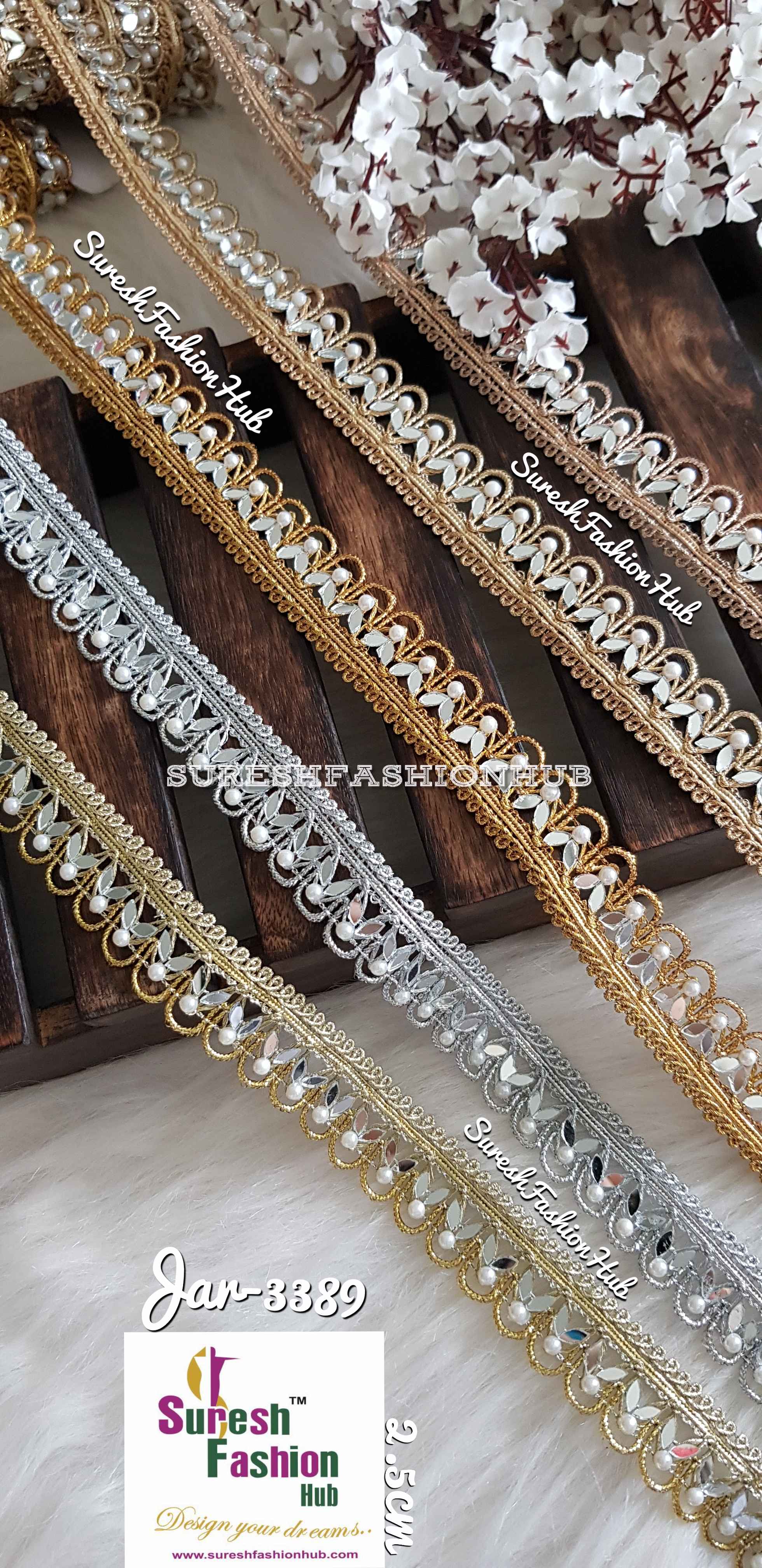Glittering Mirror Silver Embellished Trim
