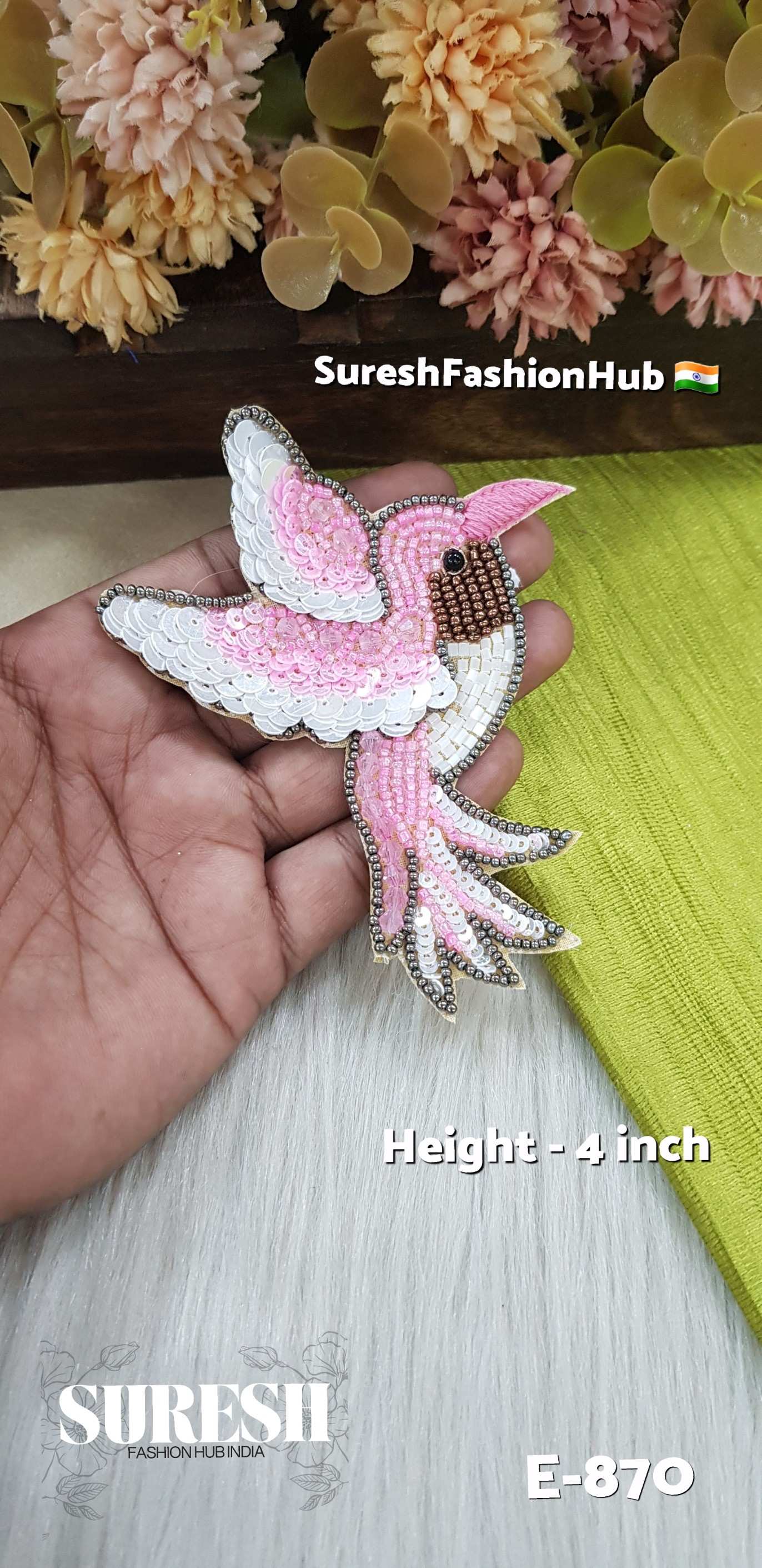 E-870 Pink Left Side Flying Bird Patch