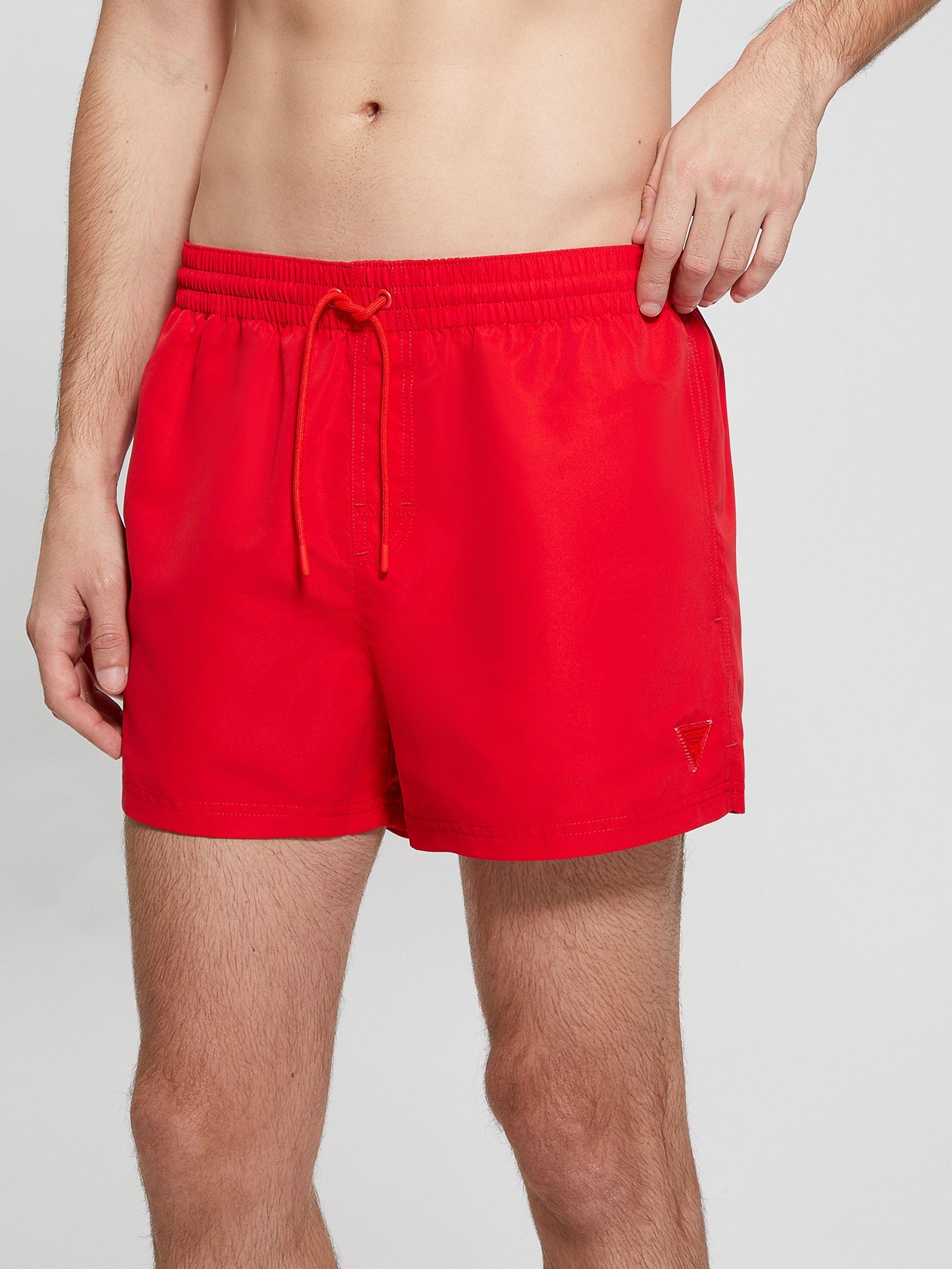 Guess Red Polyester Solid Men Short