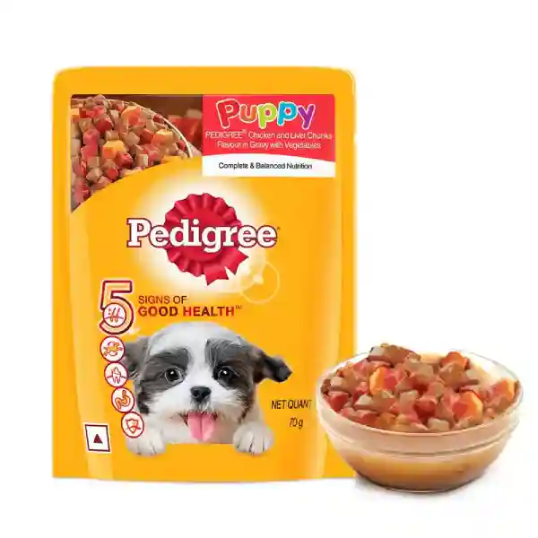 Pedigree Chicken And Liver Chunks Gravy With Veg Wet Puppy Food - 70 g