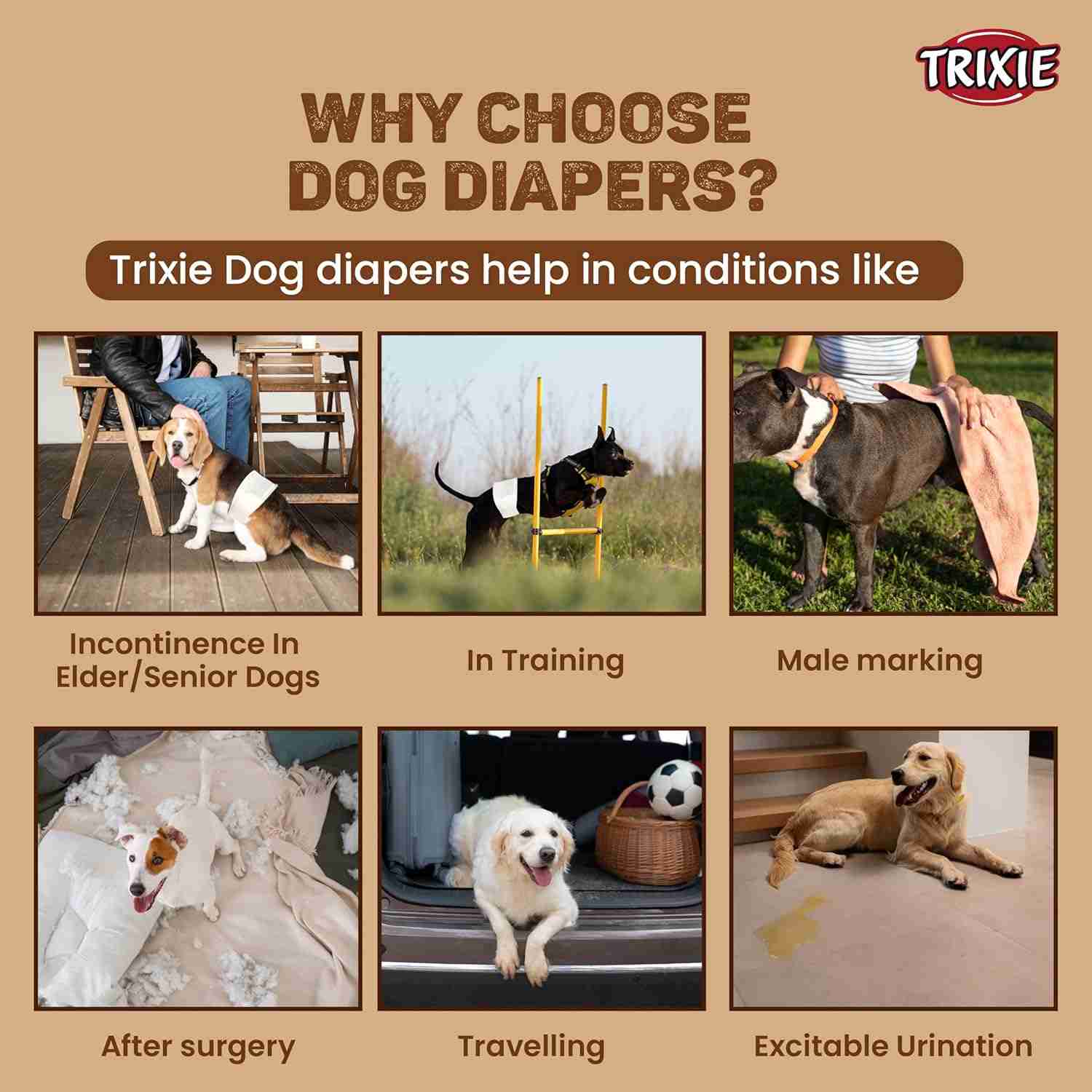 Trixie Diapers For Female Dogs 12 Pcs