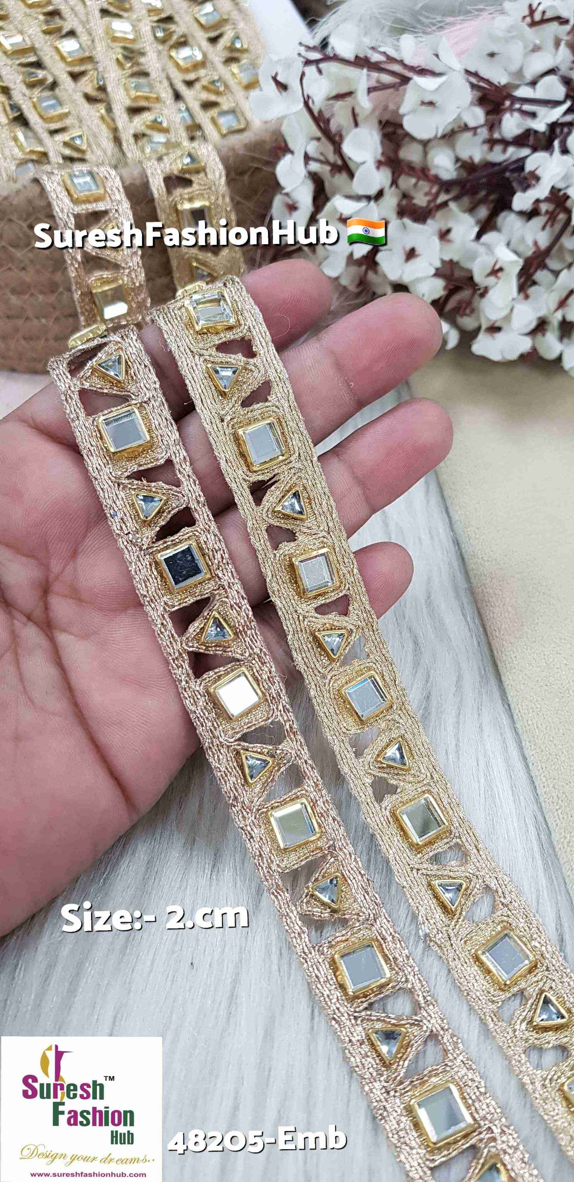 Rose Kundan Border Lace