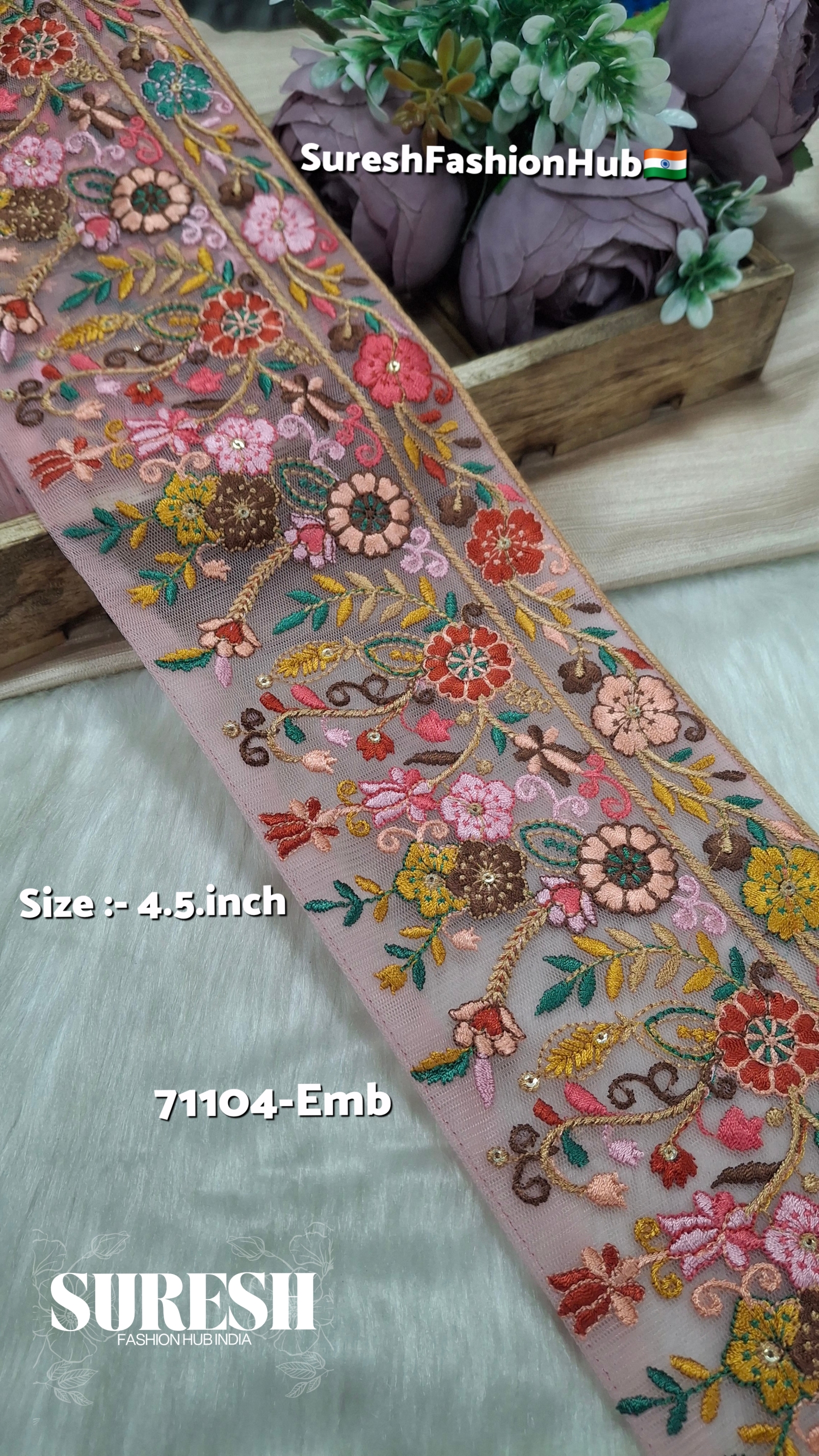 71104-Emb Regal Bloom Net Embroidery Lace – Gajri