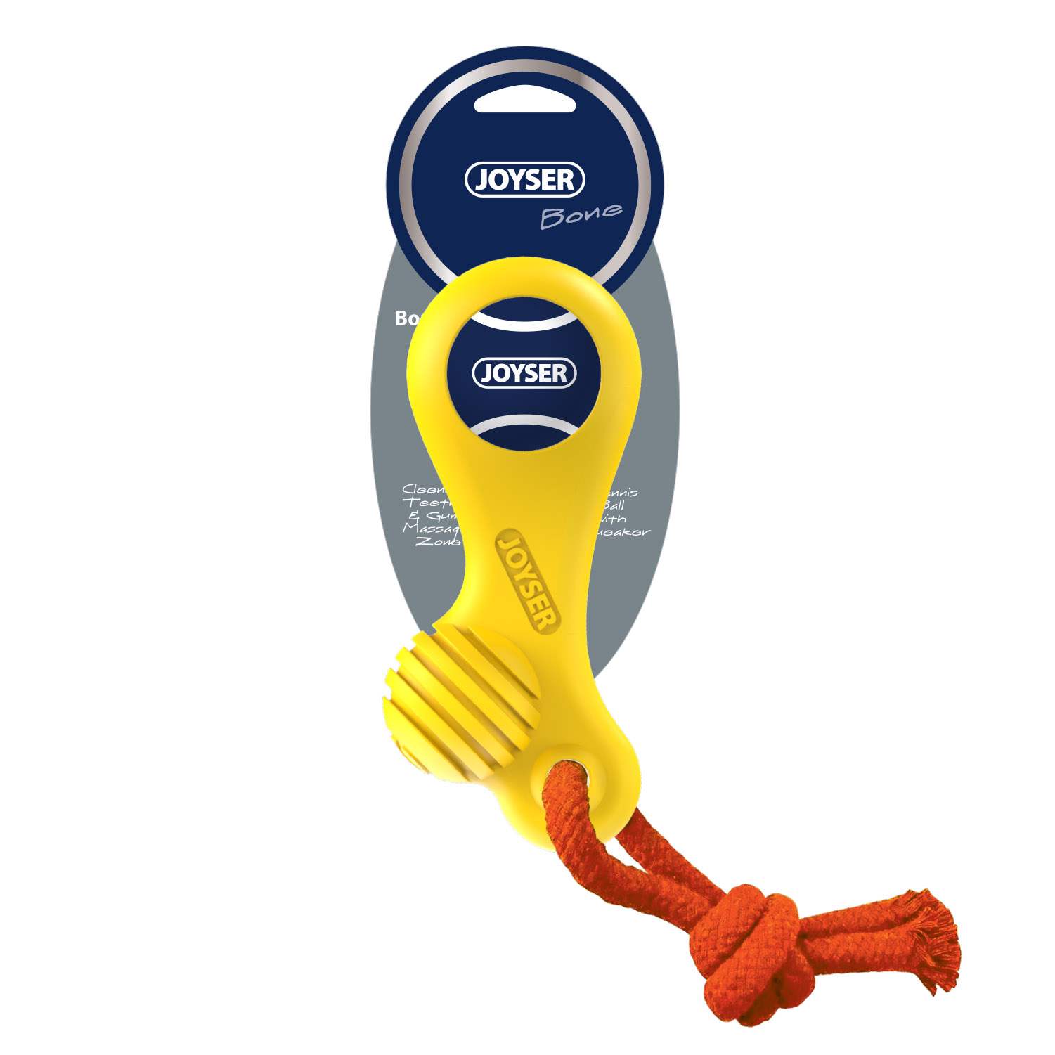 Joyser Bone Rubber with Ball for Dogs (Yellow/Blue)