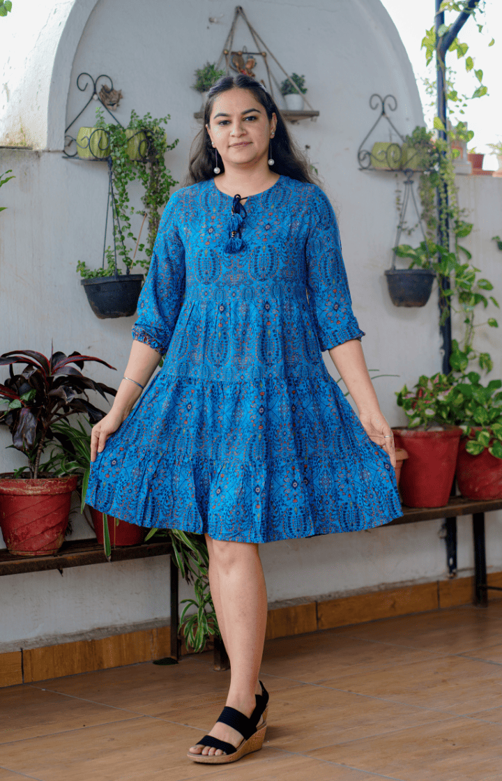 Blue Printed Frock