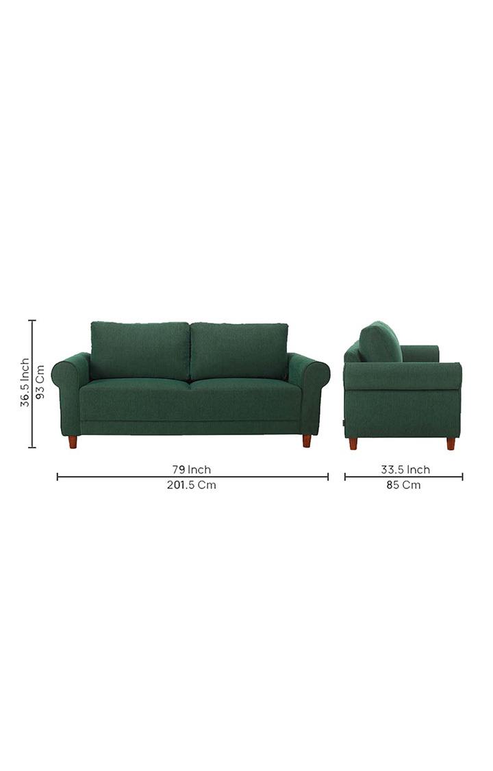 neudot Melody Sofa for Living Room |3 Persons Sofa|Premium Fabric with Padded Cushioned Armrest | Solid Wood Frame|3 Seater in Castle Green Color