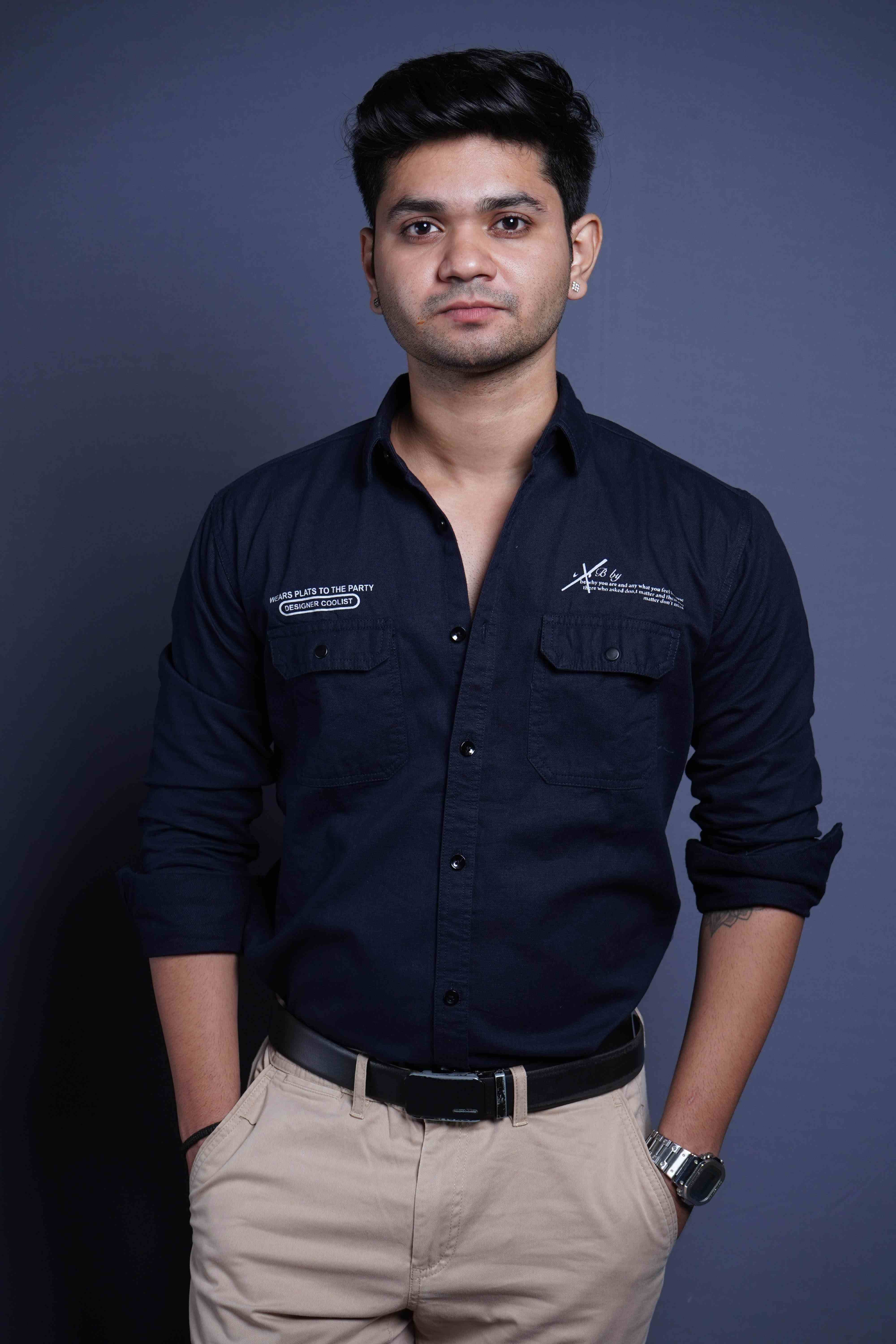 One Denim Elegant Dark Blue Cotton Casual Shirt