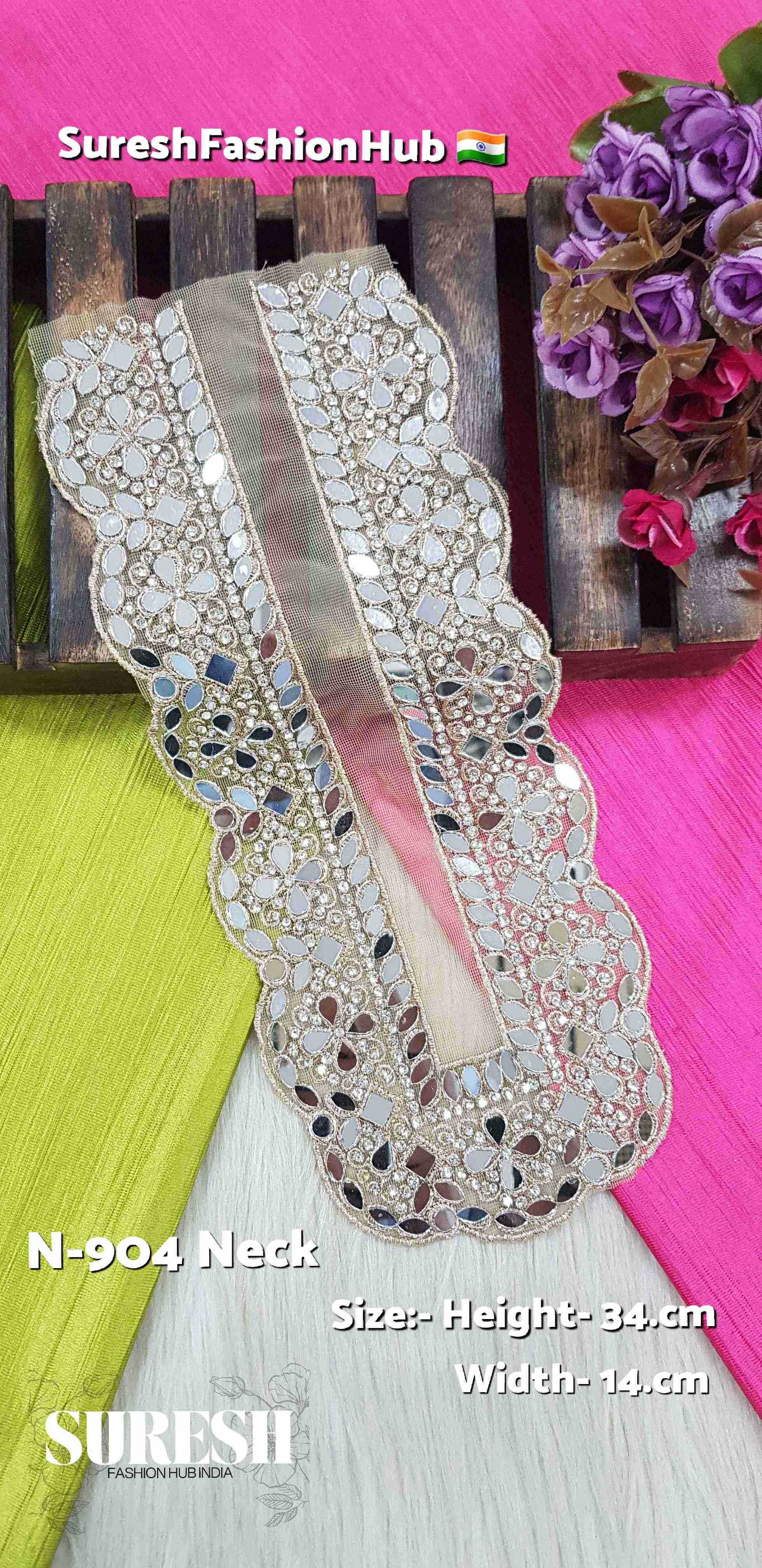 Rosy Glow Mirror Neck Design – Rose | N-904