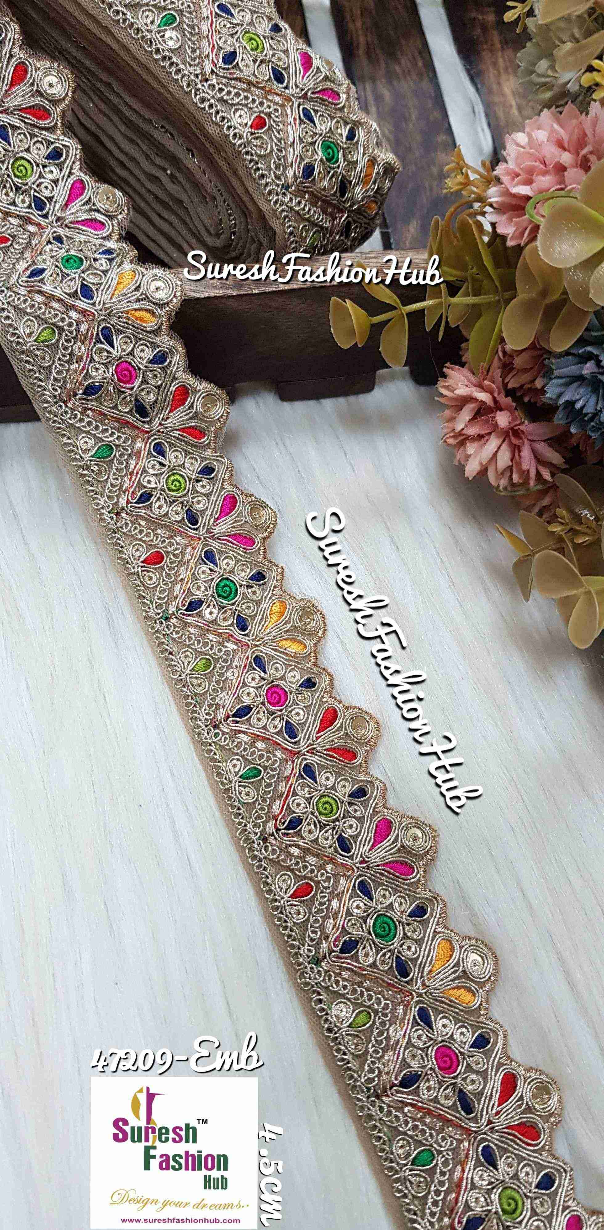 Sabyasachi-Inspired Floral Cutwork Embroidery Lace - No 1