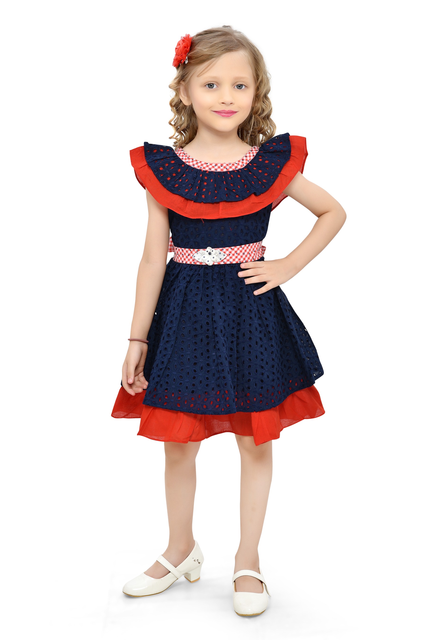 Navy and red polka dot dress new arrivals
