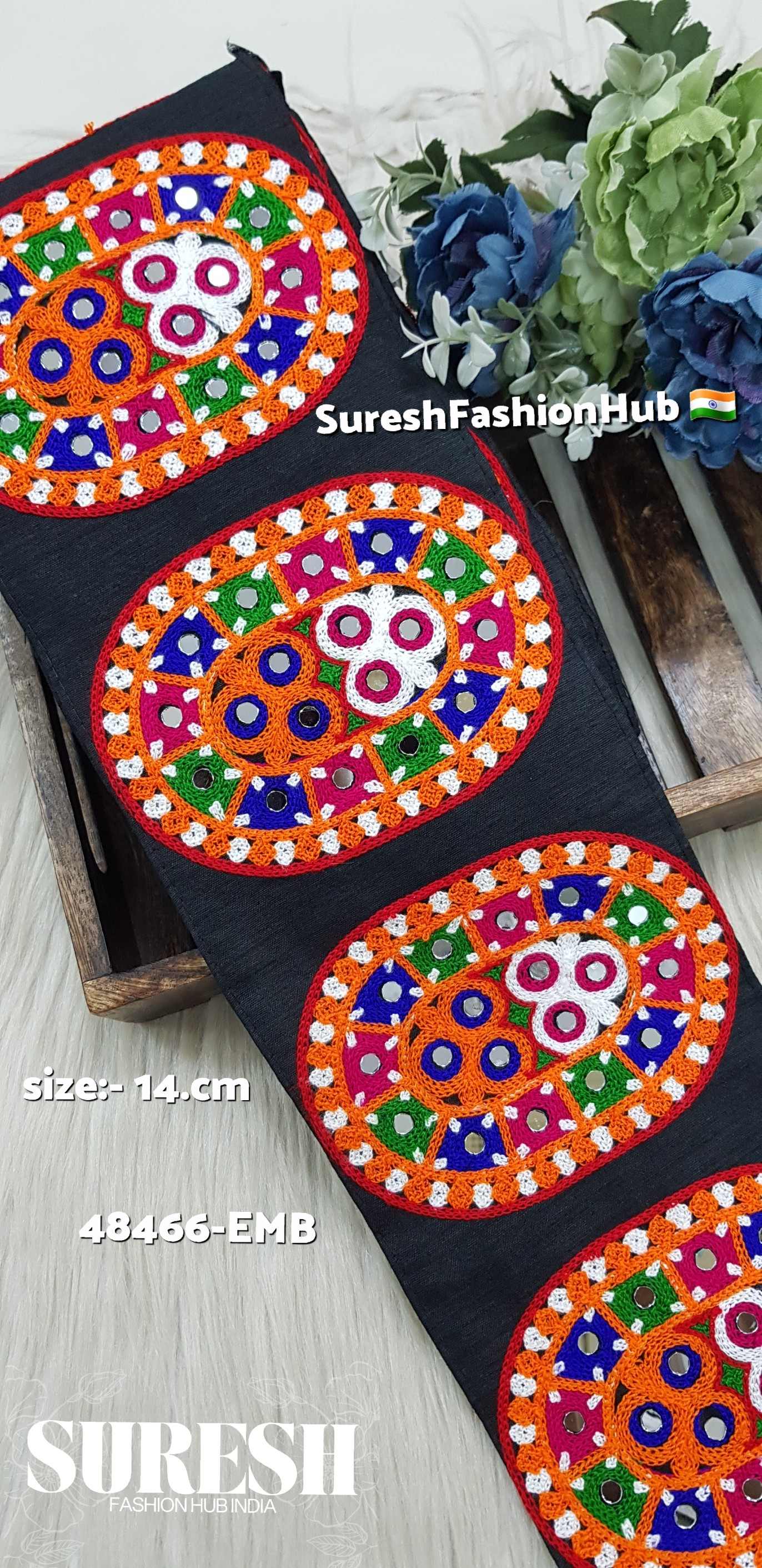 Navratri Aari Butta Floral Mirror Embroidery Lace