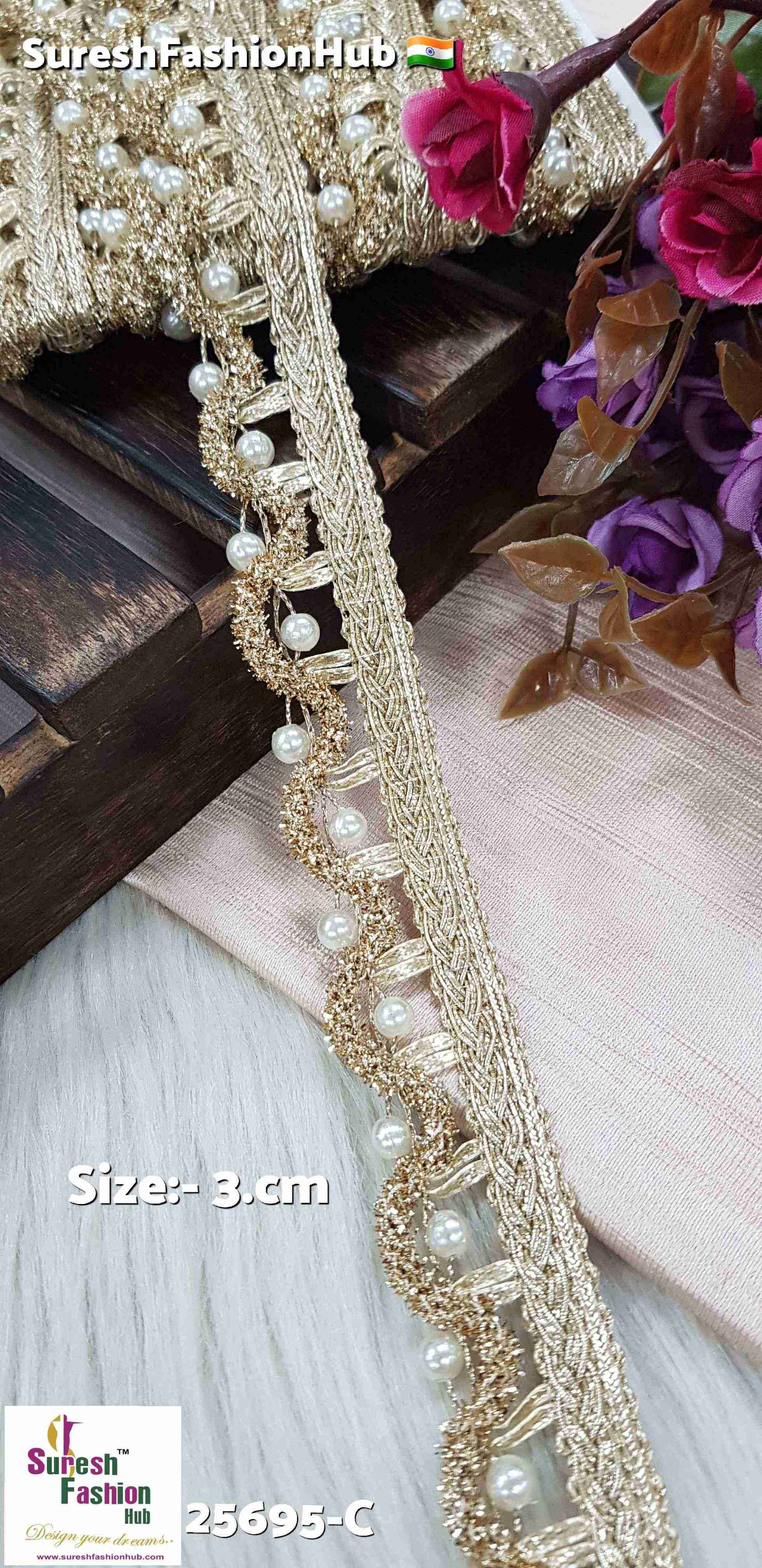 Scalloped Pearl & Gota Jhalar Lace