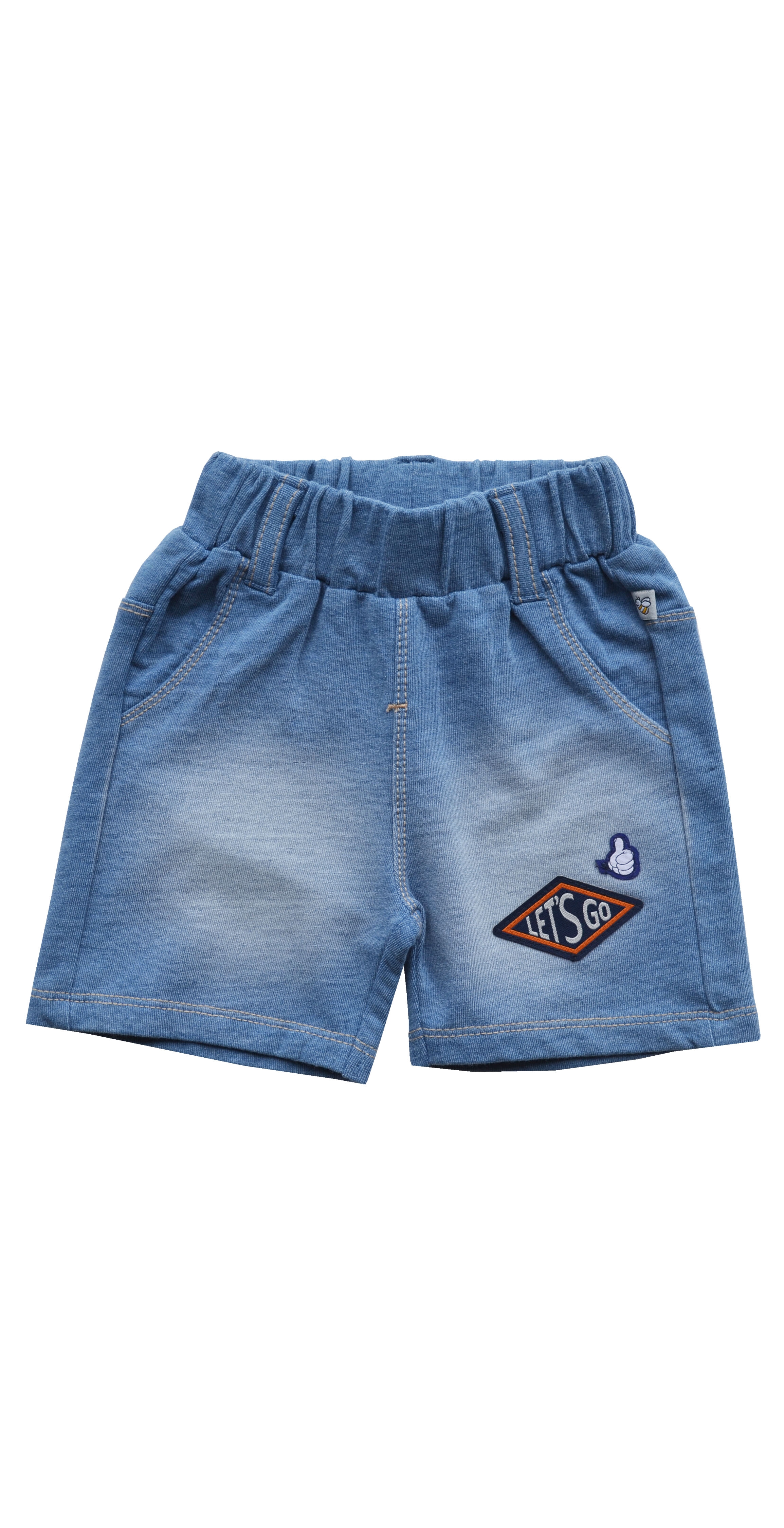 Babeez | Boys Denim Shorts with Lets Go Applique(95% Cotton 5% Elasthan Denim Fleece) undefined