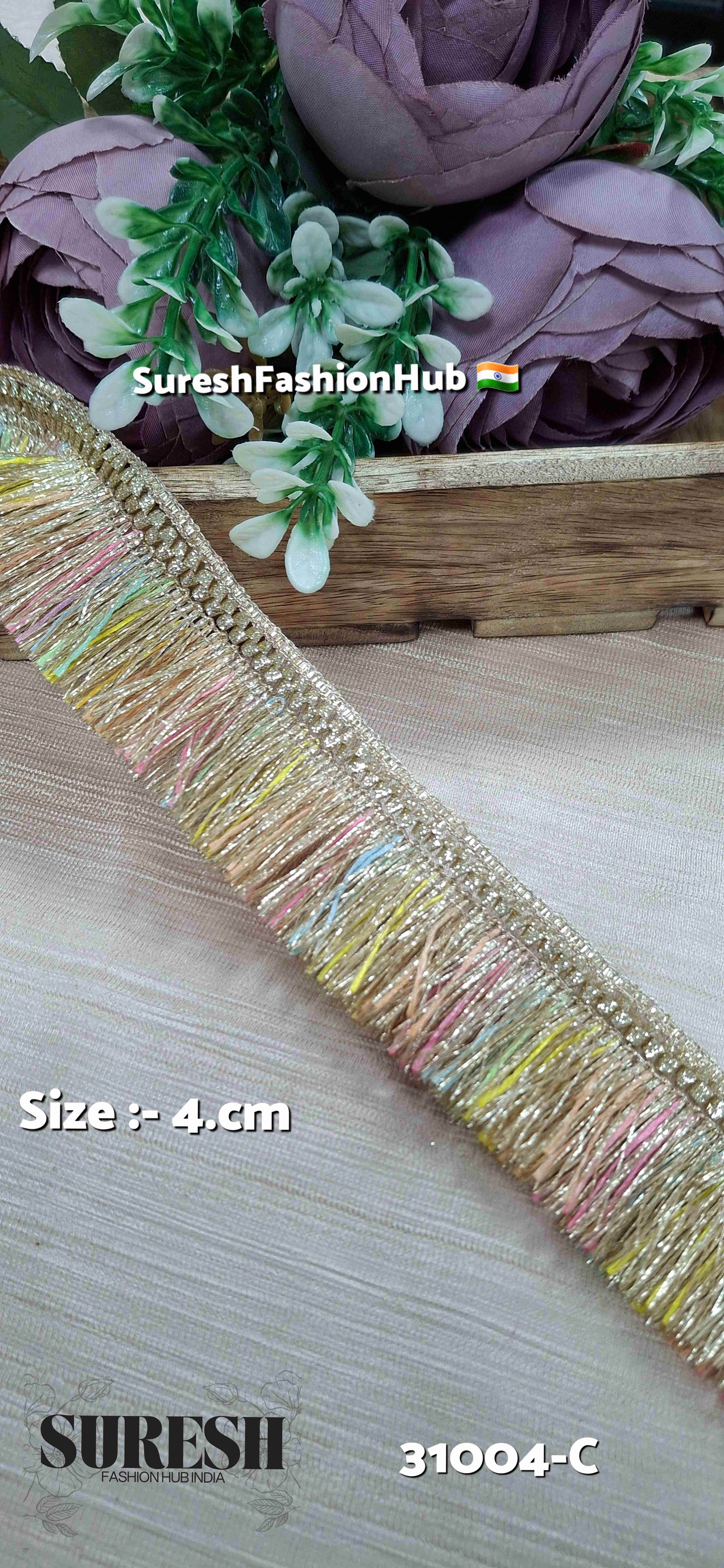 Light Multi Badla Fringe Lace