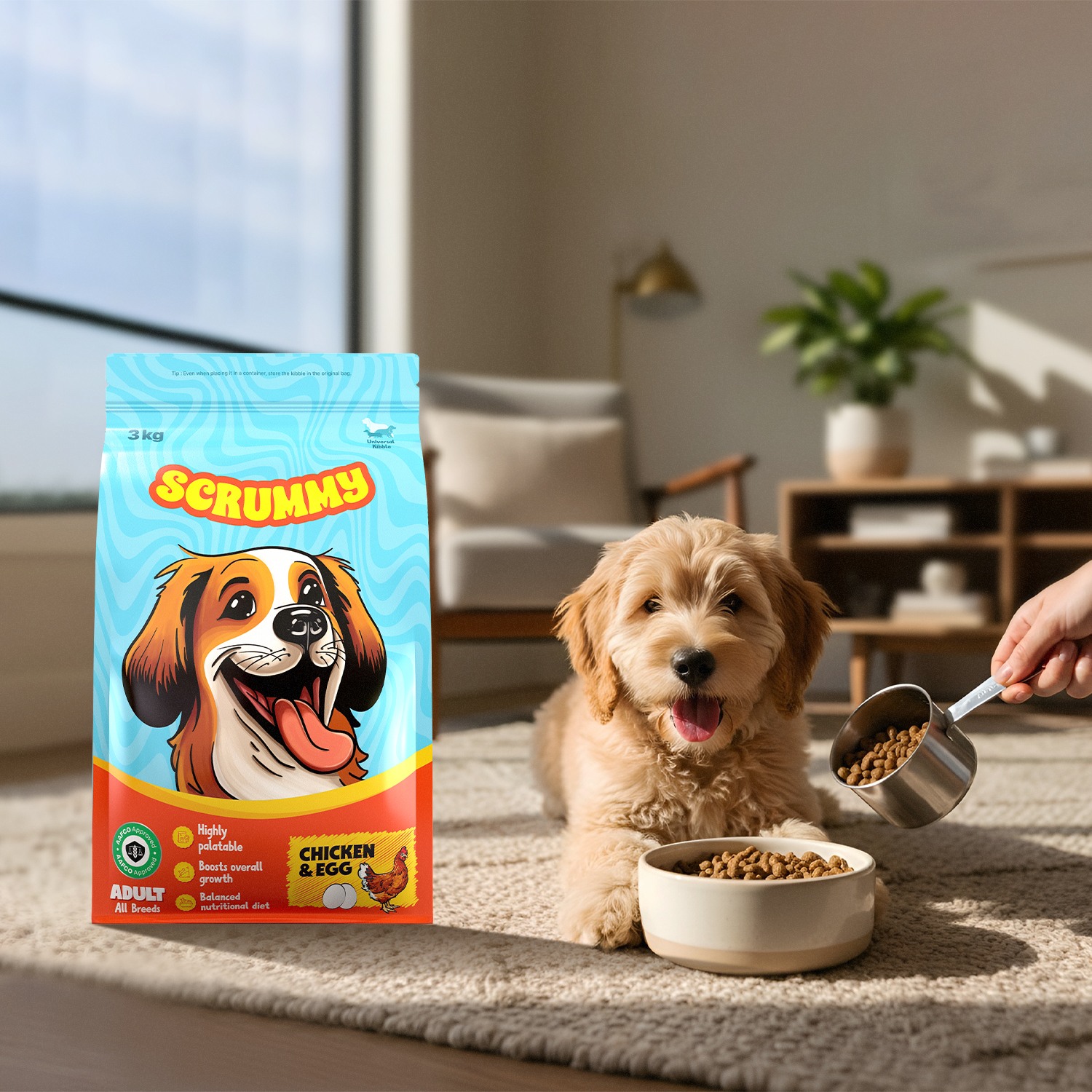 Scrummy Chicken & Eggs Adult All Breeds Kibble Dry Food for Dogs, 3 kg