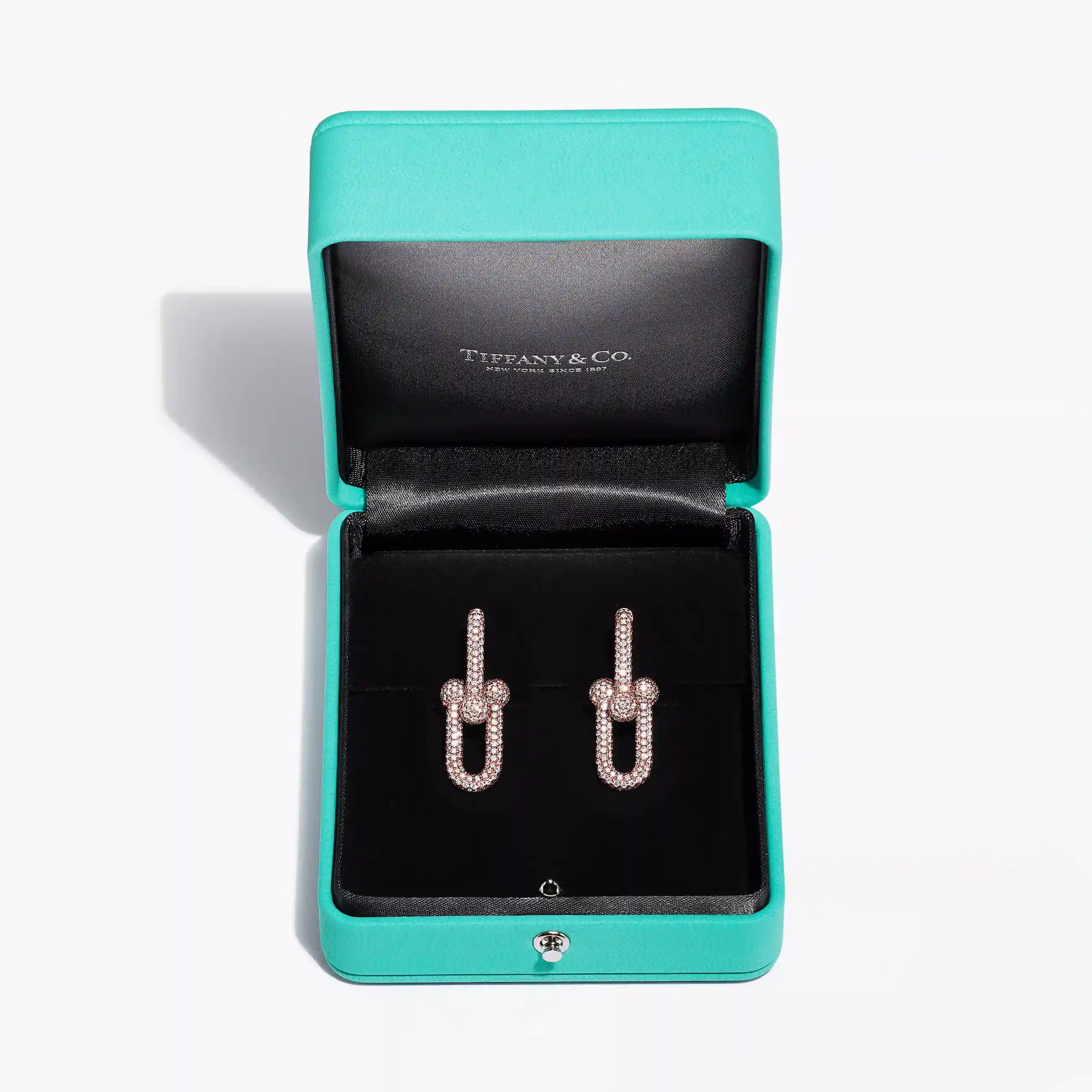 Tiffany HardWear :  Large Link Earrings - Rose Gold with Pavé Diamonds