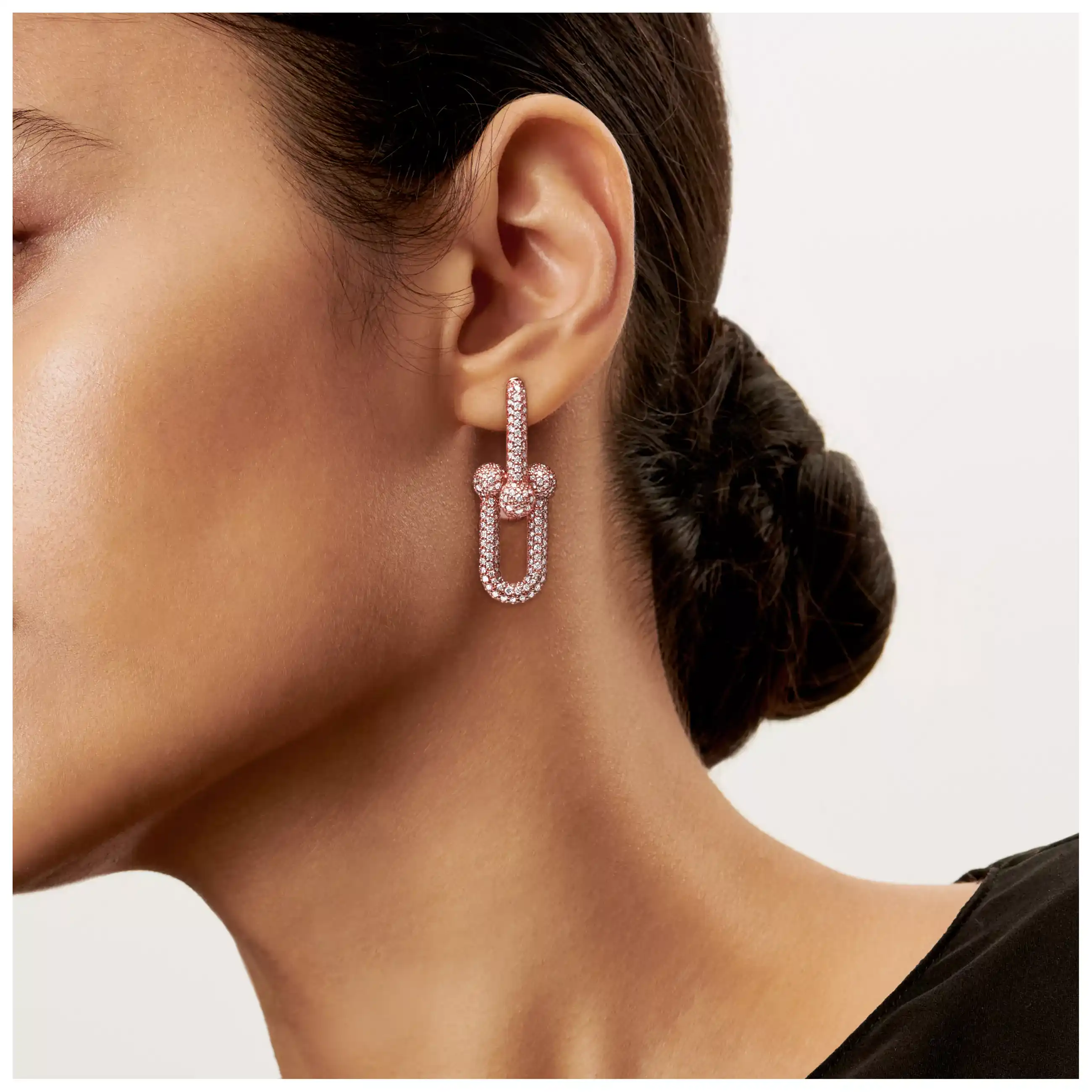 Tiffany HardWear :  Large Link Earrings - Rose Gold with Pavé Diamonds