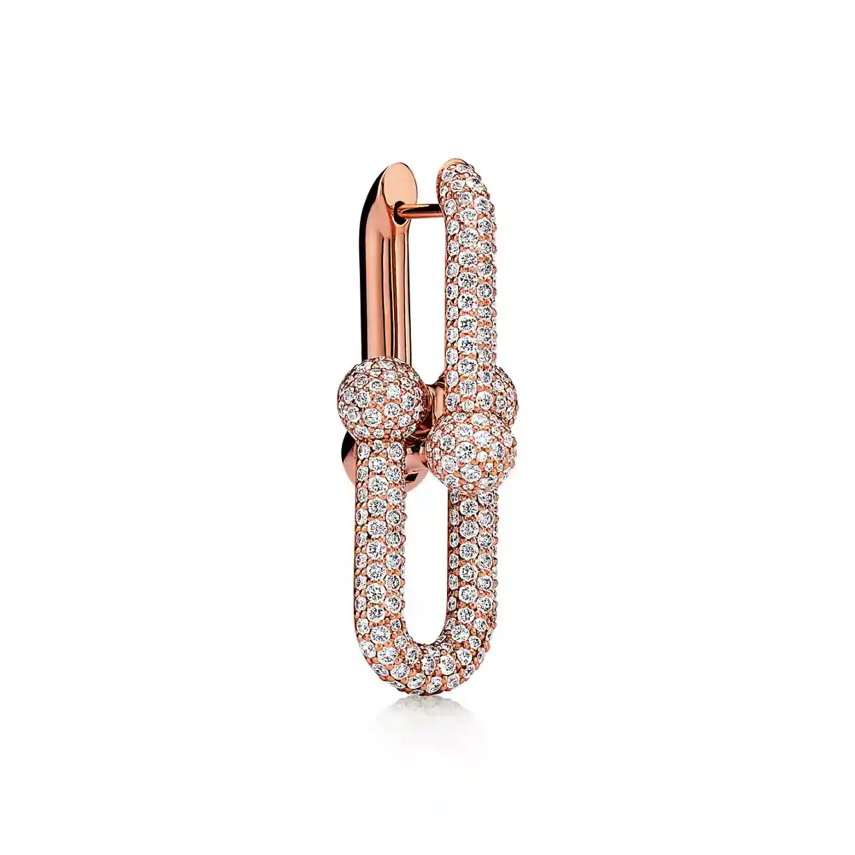 Tiffany HardWear :  Large Link Earrings - Rose Gold with Pavé Diamonds