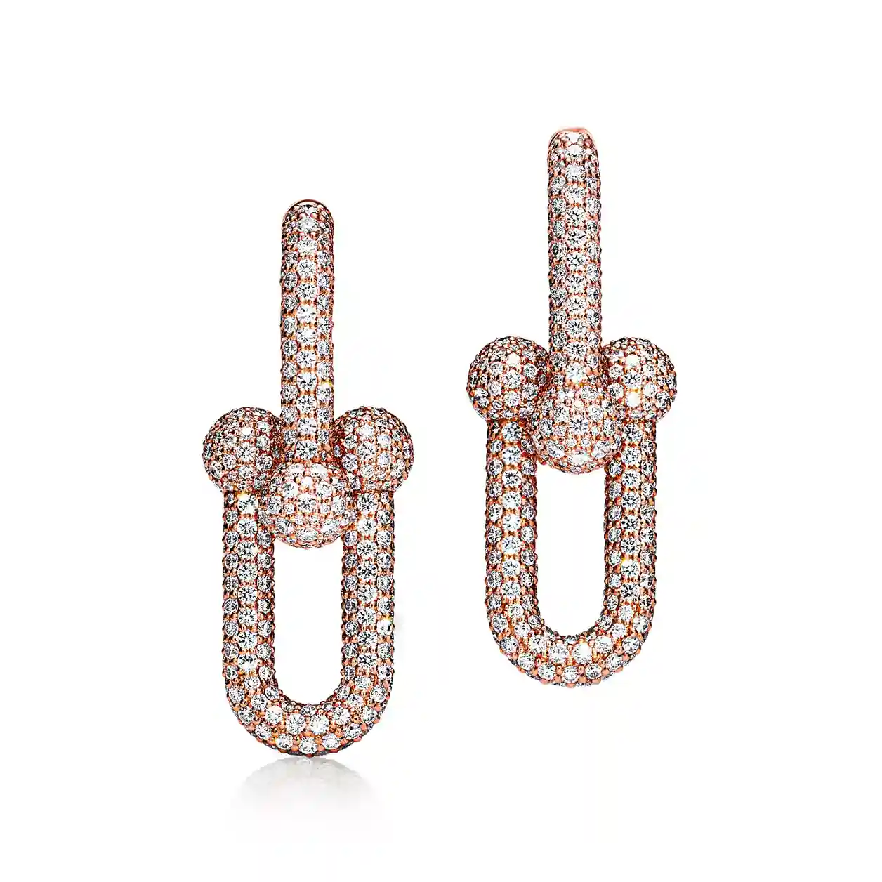 Tiffany HardWear :  Large Link Earrings - Rose Gold with Pavé Diamonds
