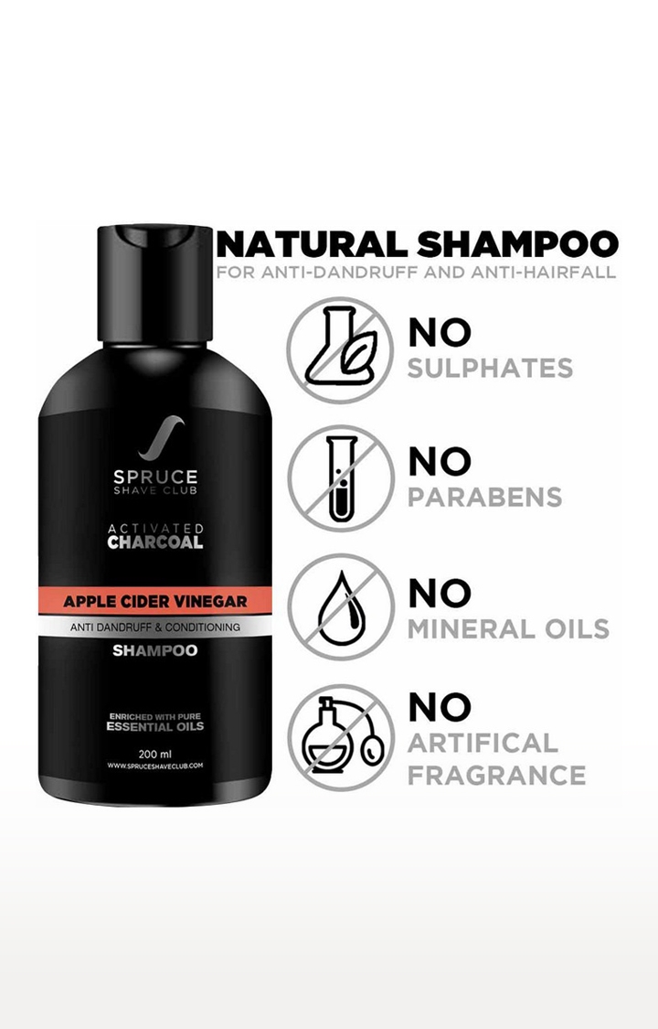 Spruce Shave Club | Spruce Shave Club Anti Dandruff Charcoal Shampoo For Men with Apple Cider Vinegar | Sulfate & Paraben Free 1