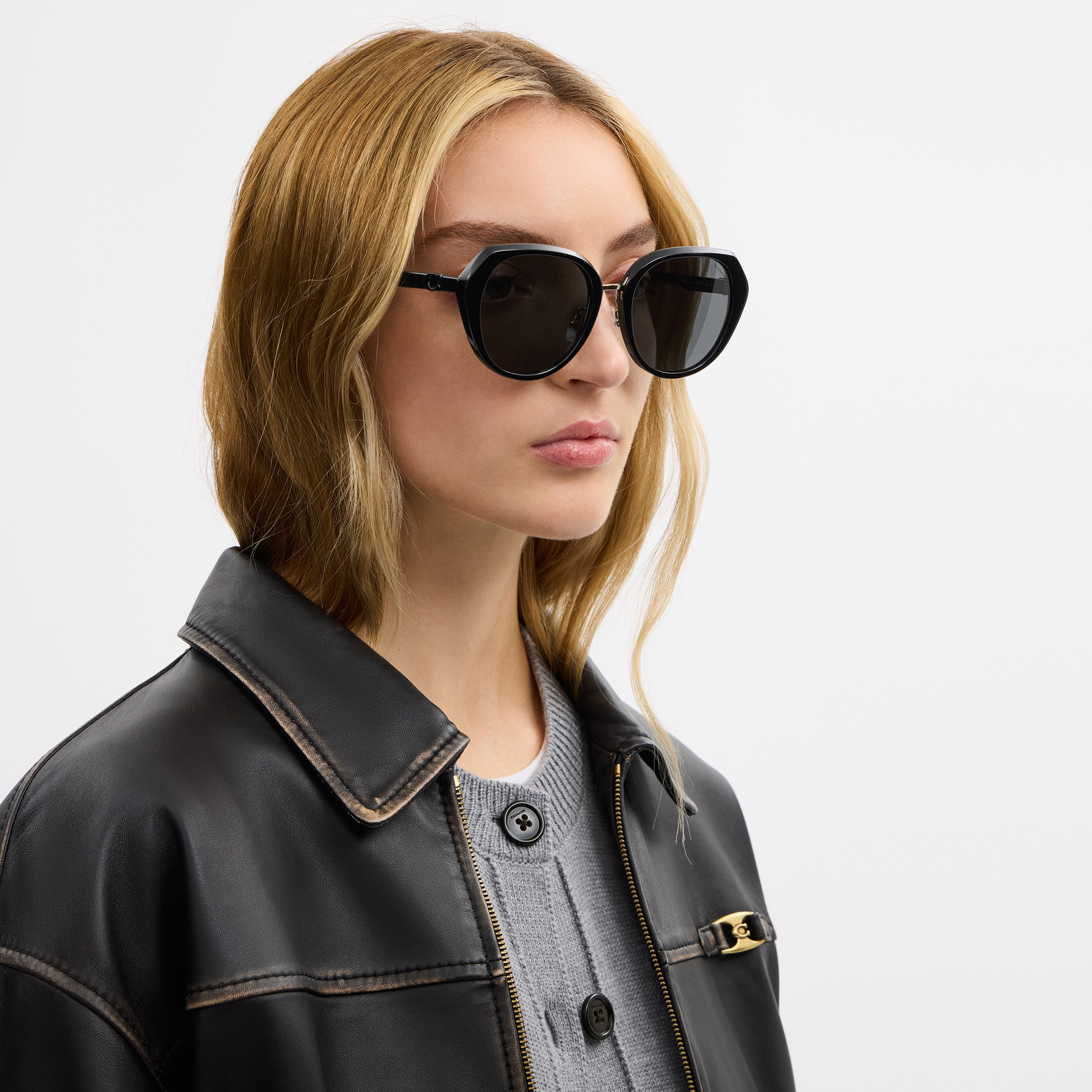 Maxi Sculpted C Oversized Round Sunglasses